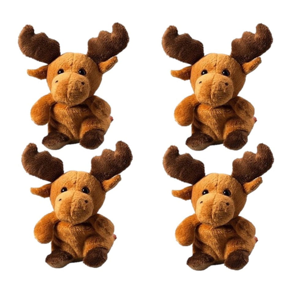 4x pluche eland knuffel - 14 cm - label om te beschrijven