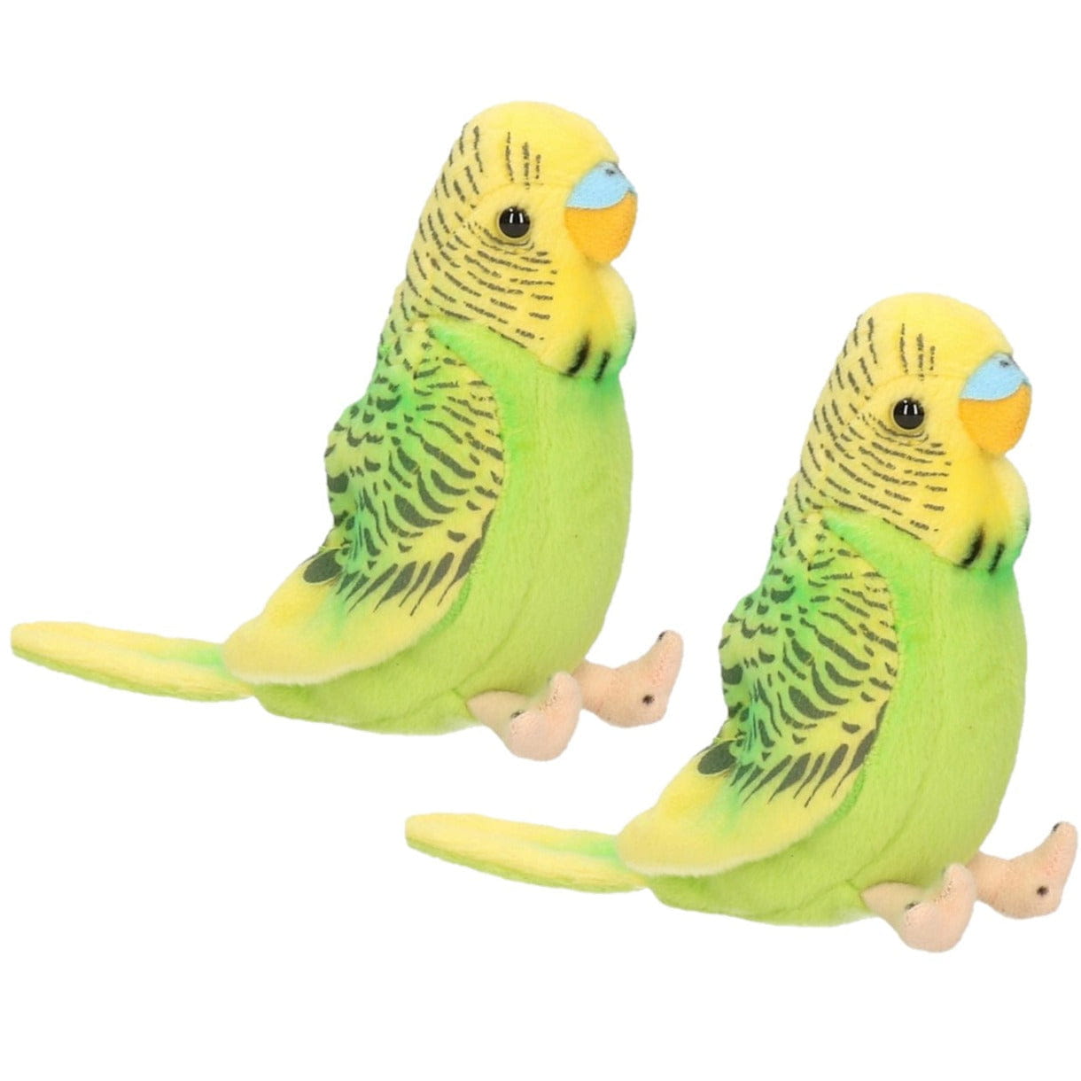2x pluche parkiet knuffel - groen - 11 cm - vogels