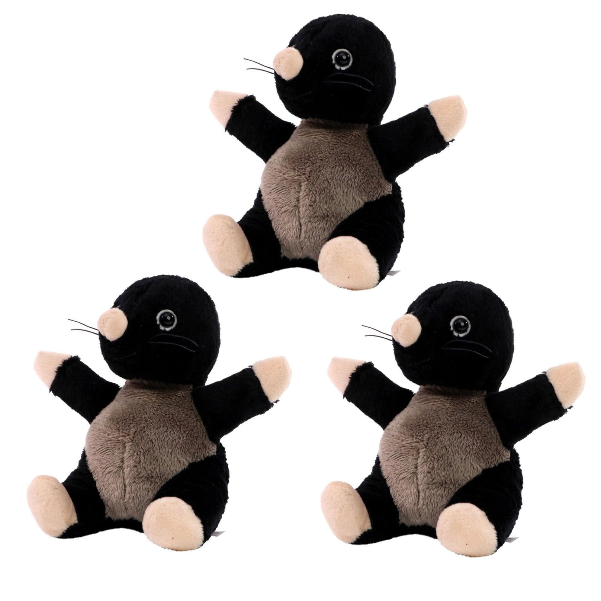 Pluche mol knuffel - zwart - 14 cm - tuindier