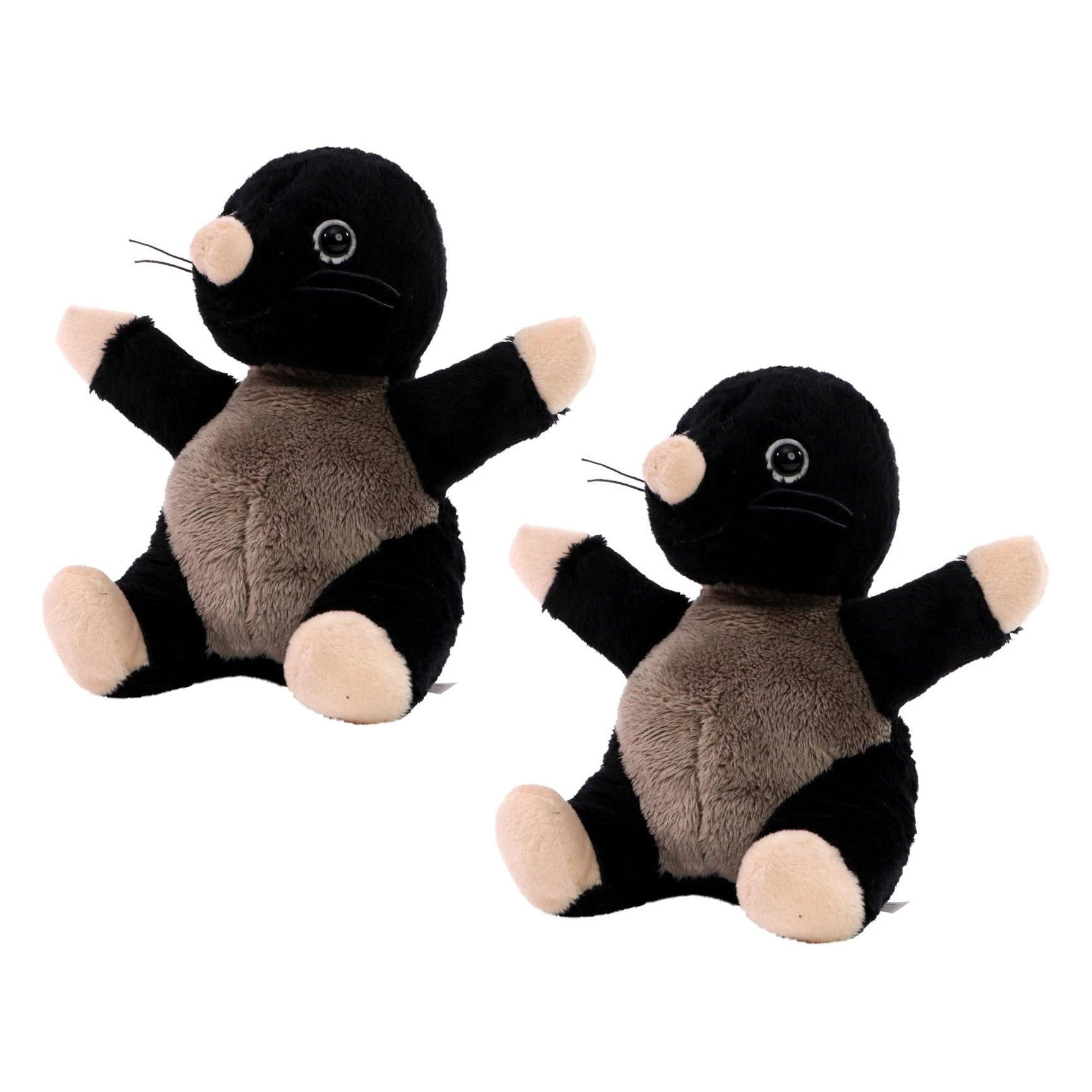 Pluche mol knuffel - 2x - 14 cm - zwart - tuindier