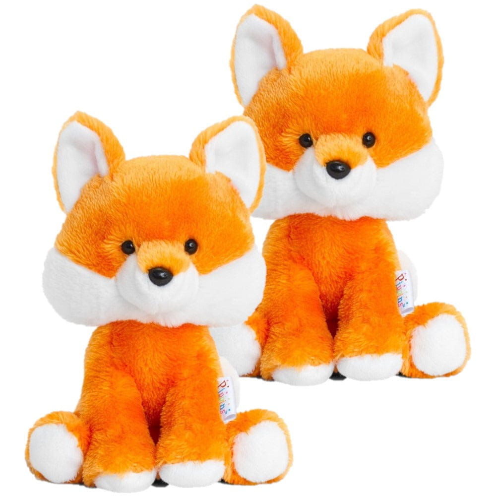 keel Toys oranje vos knuffel - pluche - 14 cm - 2 stuks