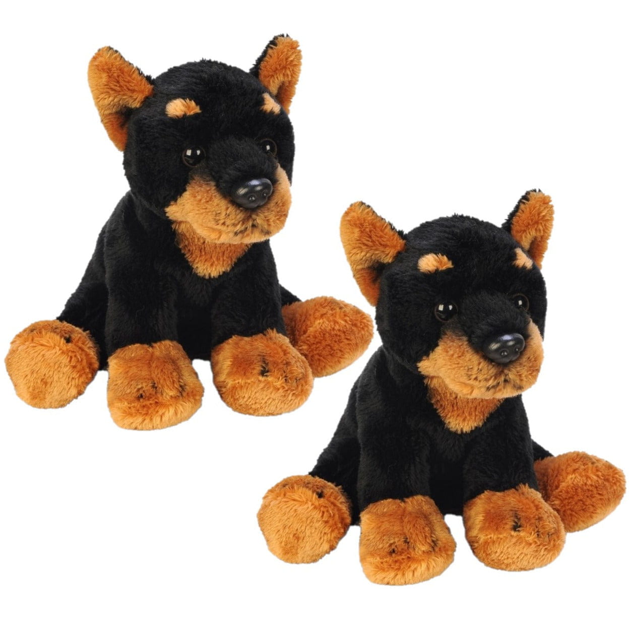 Suki Gifts doberman knuffel - pluche - 13 cm - zwart/bruin