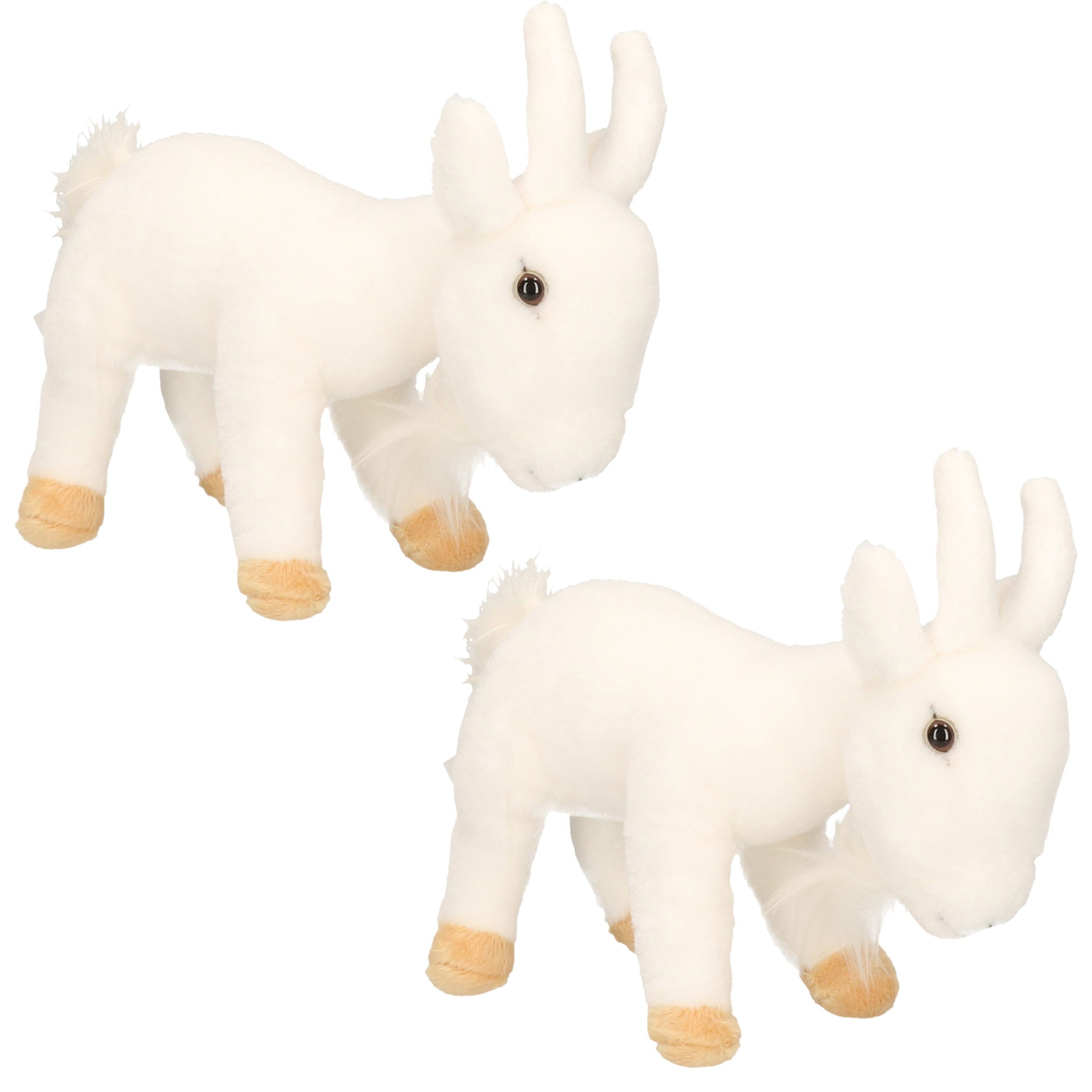 Cornelissen geit knuffel - pluche - wit - 22 cm - 2 stuks