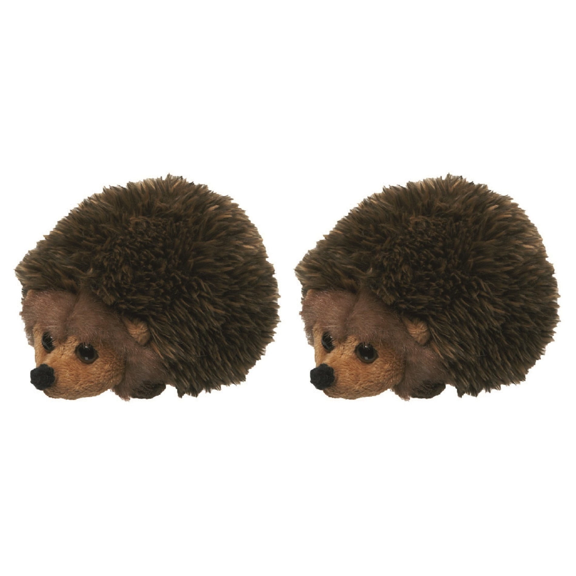 Nature Planet egel knuffel - pluche - 13 cm - bruin - set van 2