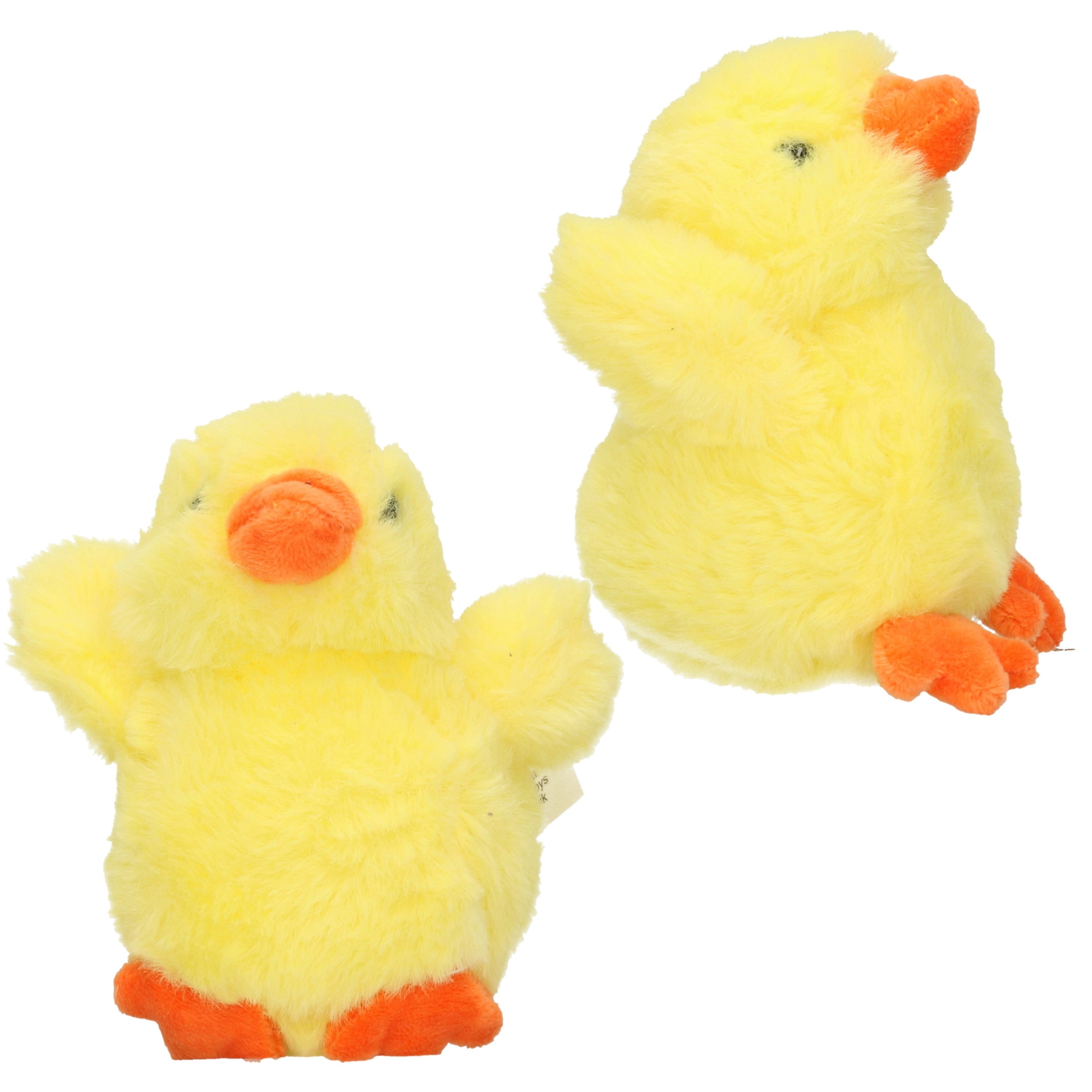Pluche kuiken knuffel - geel - 12 cm - 2 stuks - Pasen