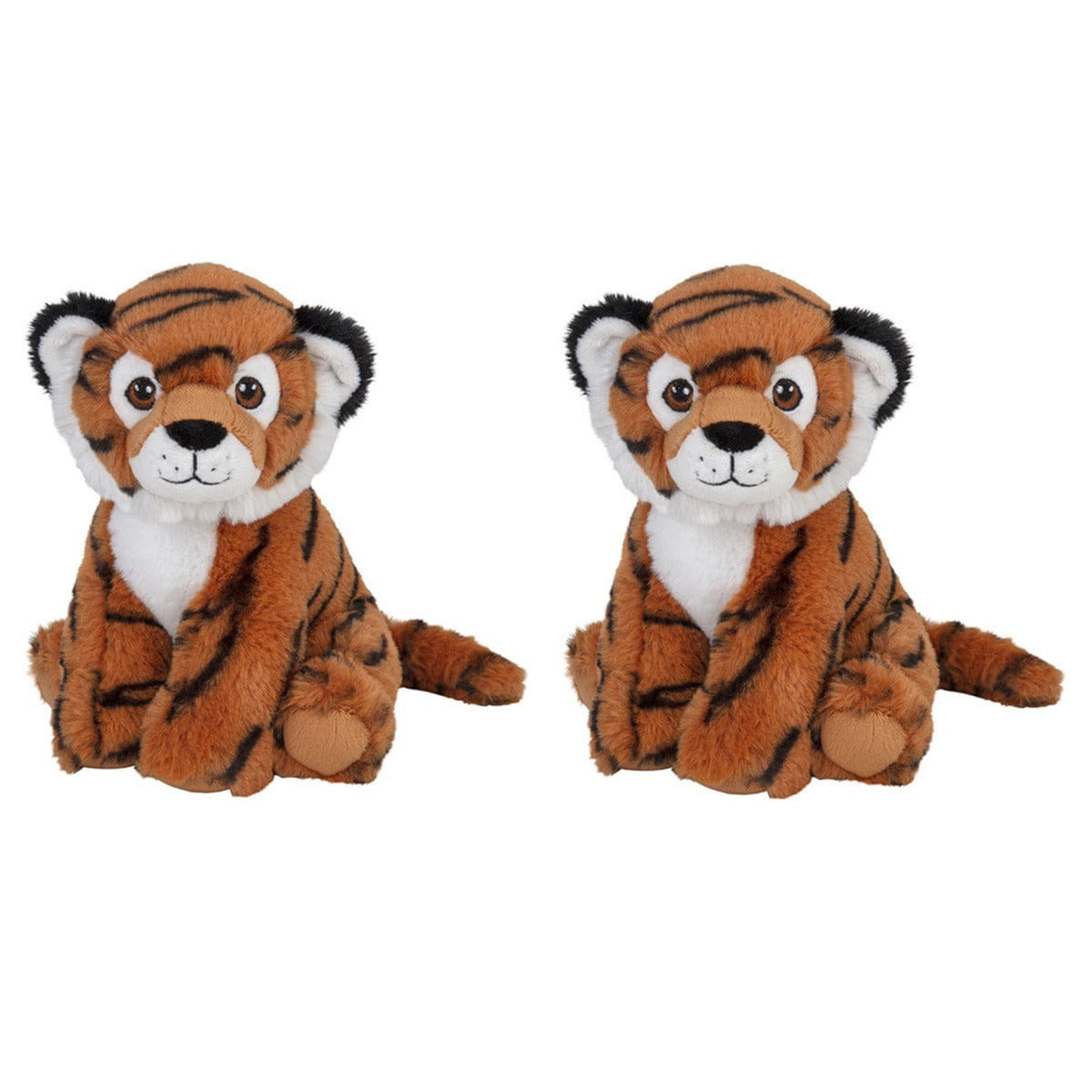 Pluche tijger knuffel set - bruin - 19 cm - 2 stuks