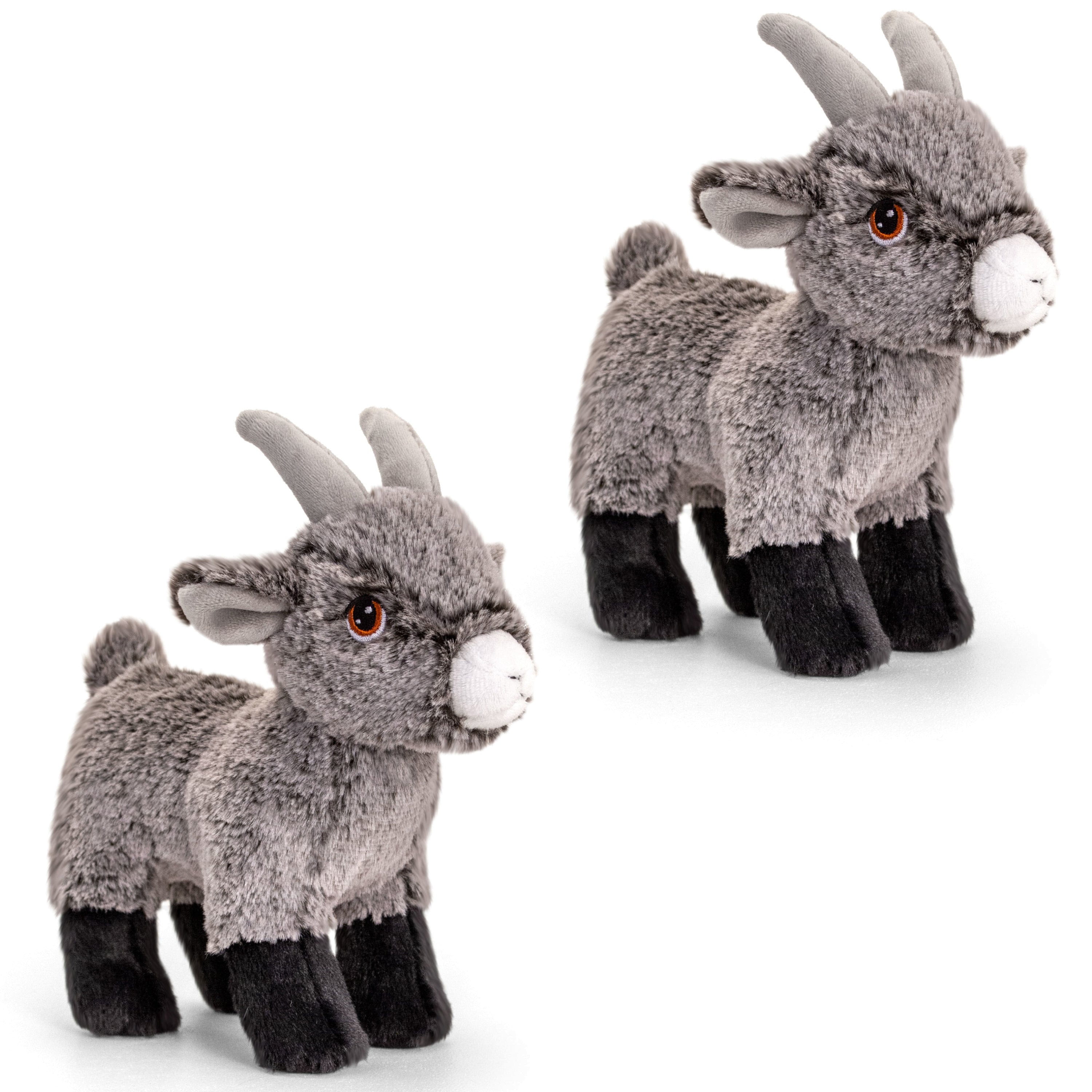 Pluche geit knuffel - grijs - 20 cm - boerderijdier - 2x