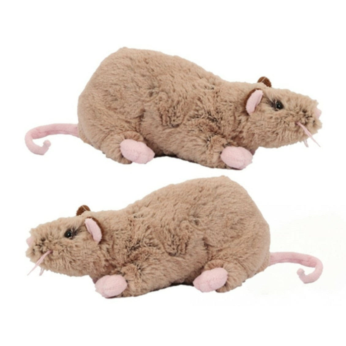 Pluche rat knuffel - 2 stuks - bruin - 22 cm - dierenknuffel