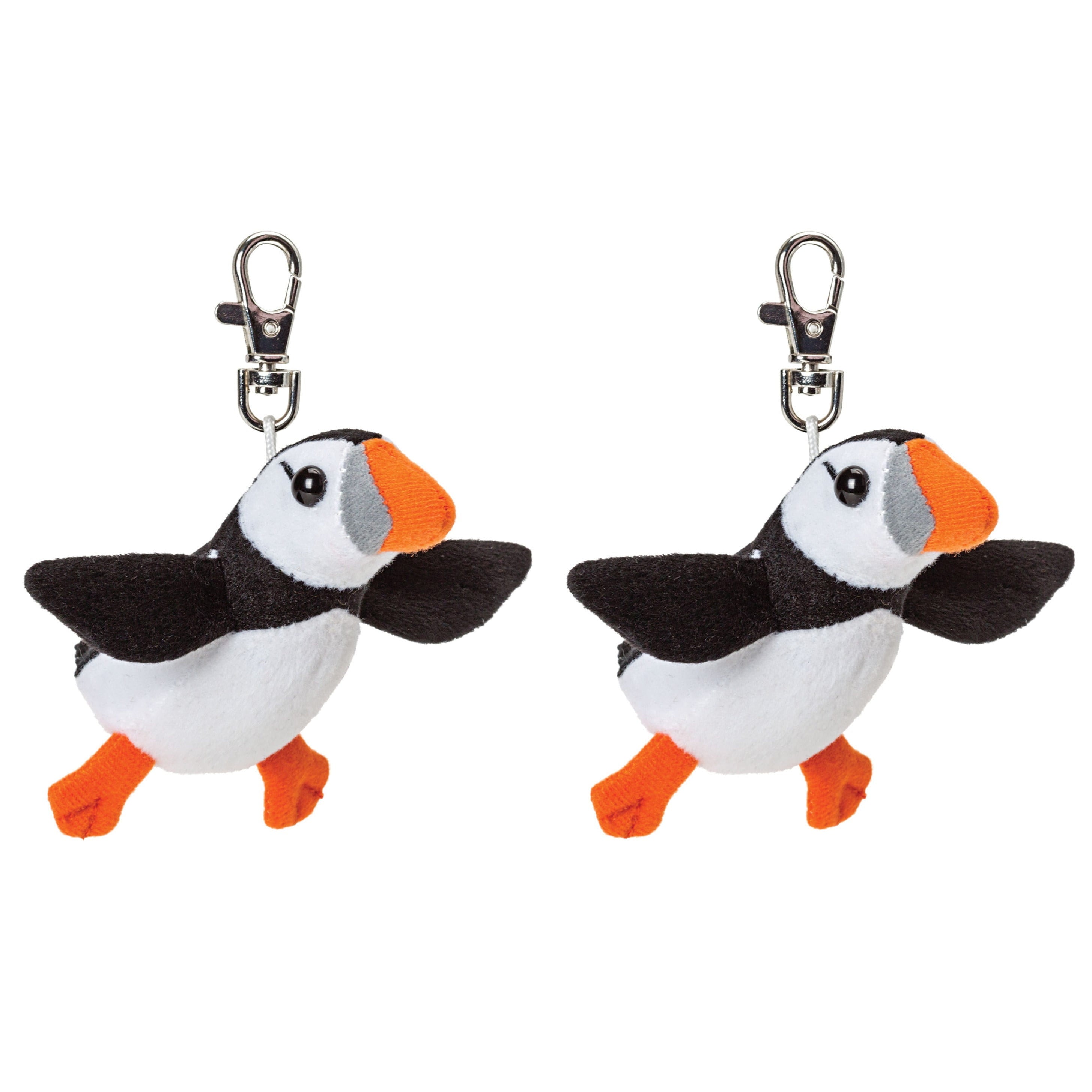 Papegaaiduiker knuffel sleutelhanger - pluche - 2x - 9 cm