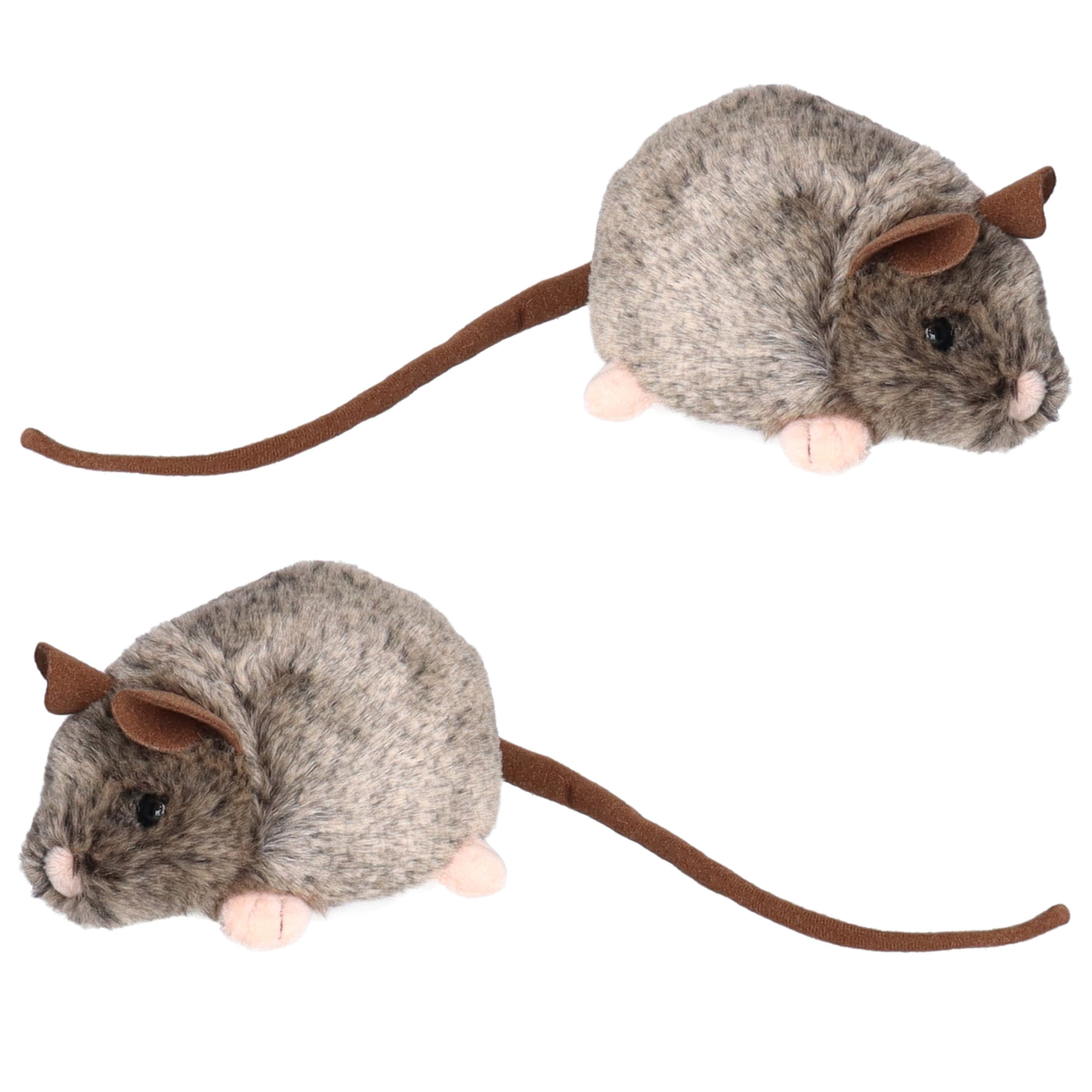 Nature Planet muizen knuffels - pluche - 12 cm - grijs/bruin