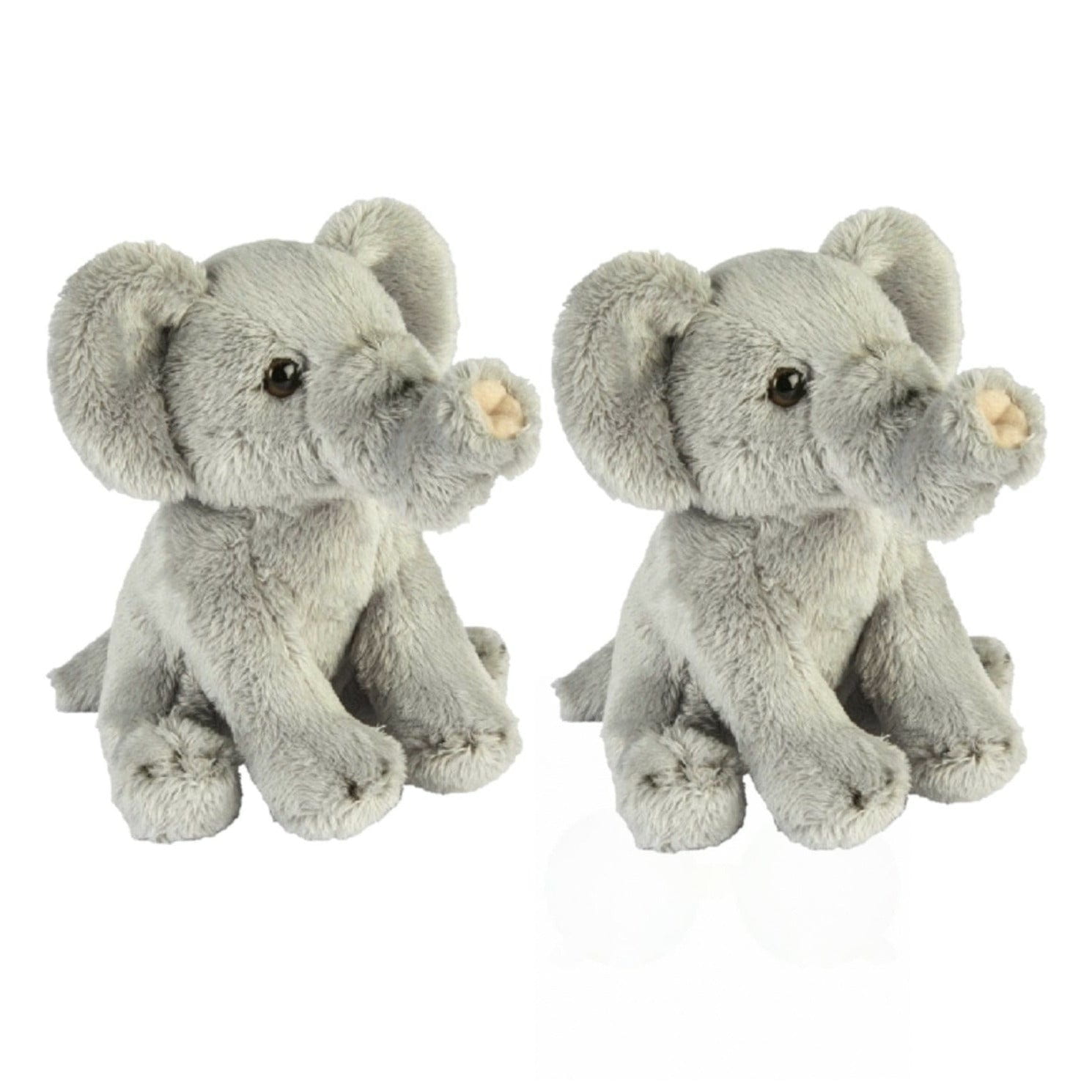 Ravensden olifant knuffel - set van 2 - pluche - 15 cm - grijs