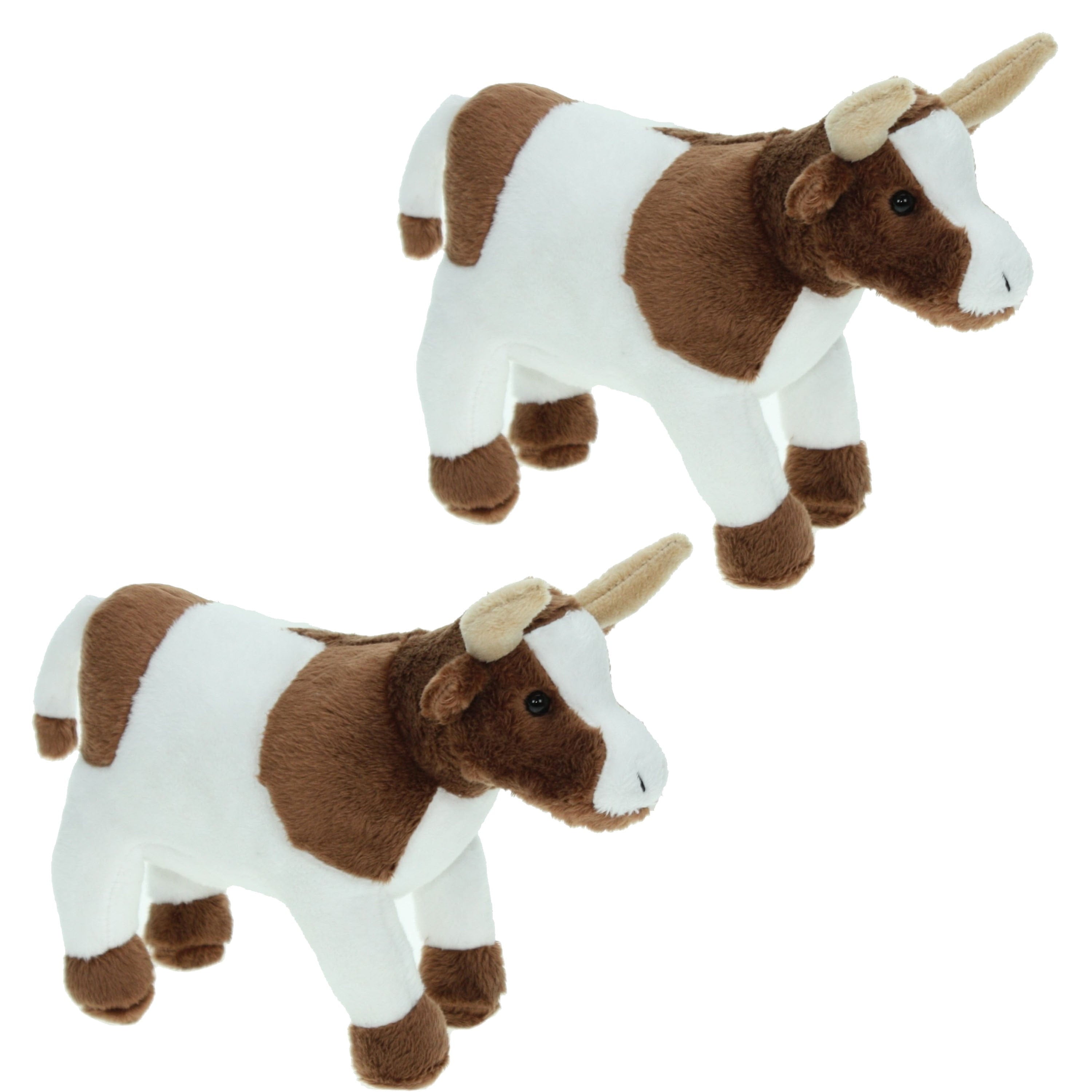 Cornelissen koe knuffel - pluche - set van 2 - 23 cm - bruin/wit