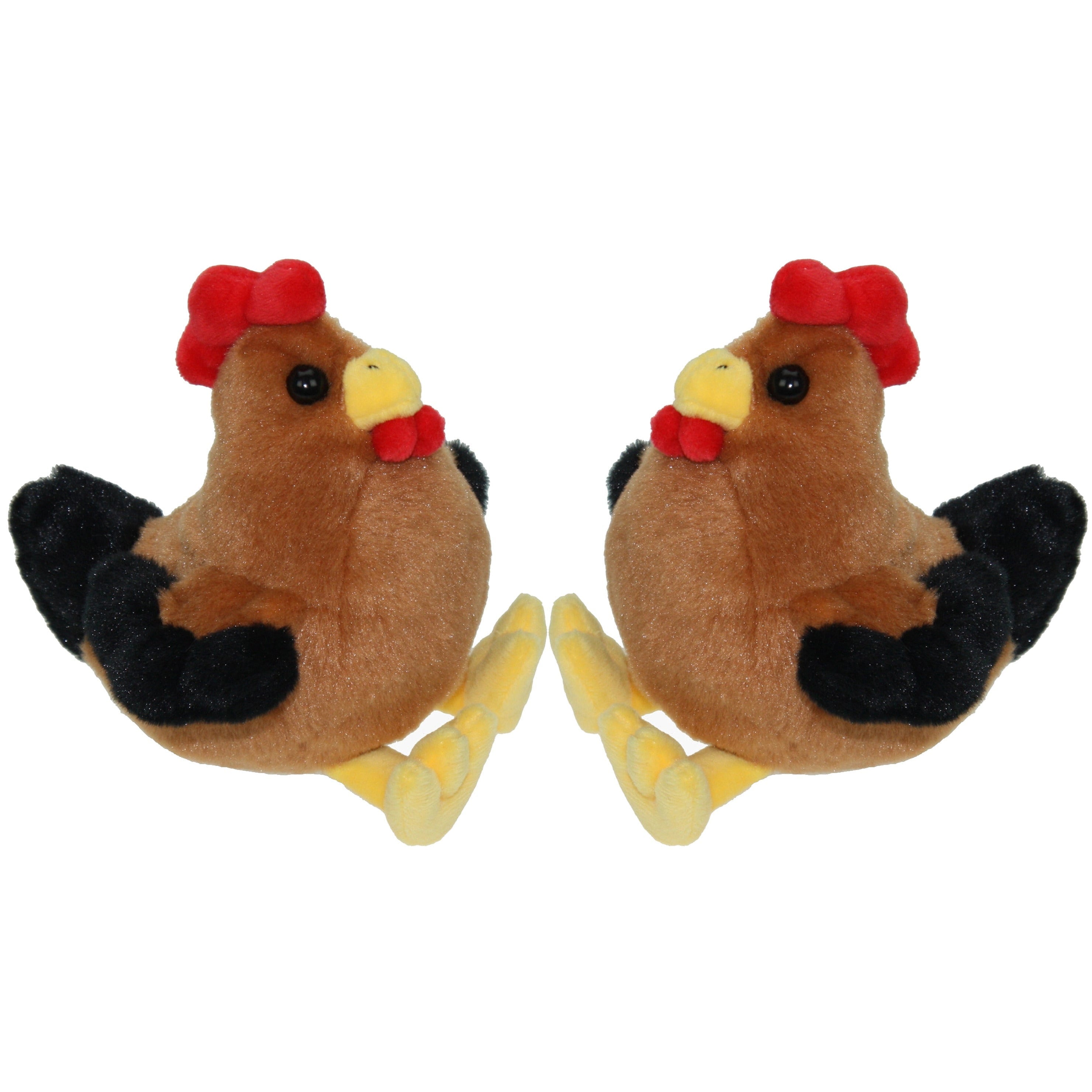 Knuffel kip/haan - pluche - set van 2 - 15 cm - boerderijdier