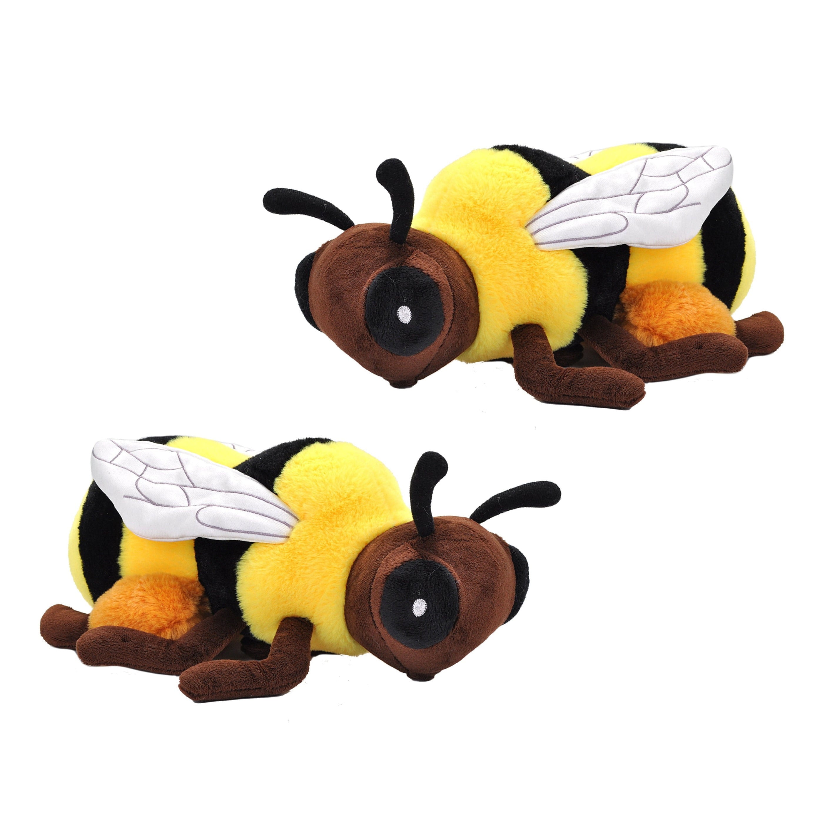 Ecokins honingbij knuffel - pluche - 30 cm - zwart/geel