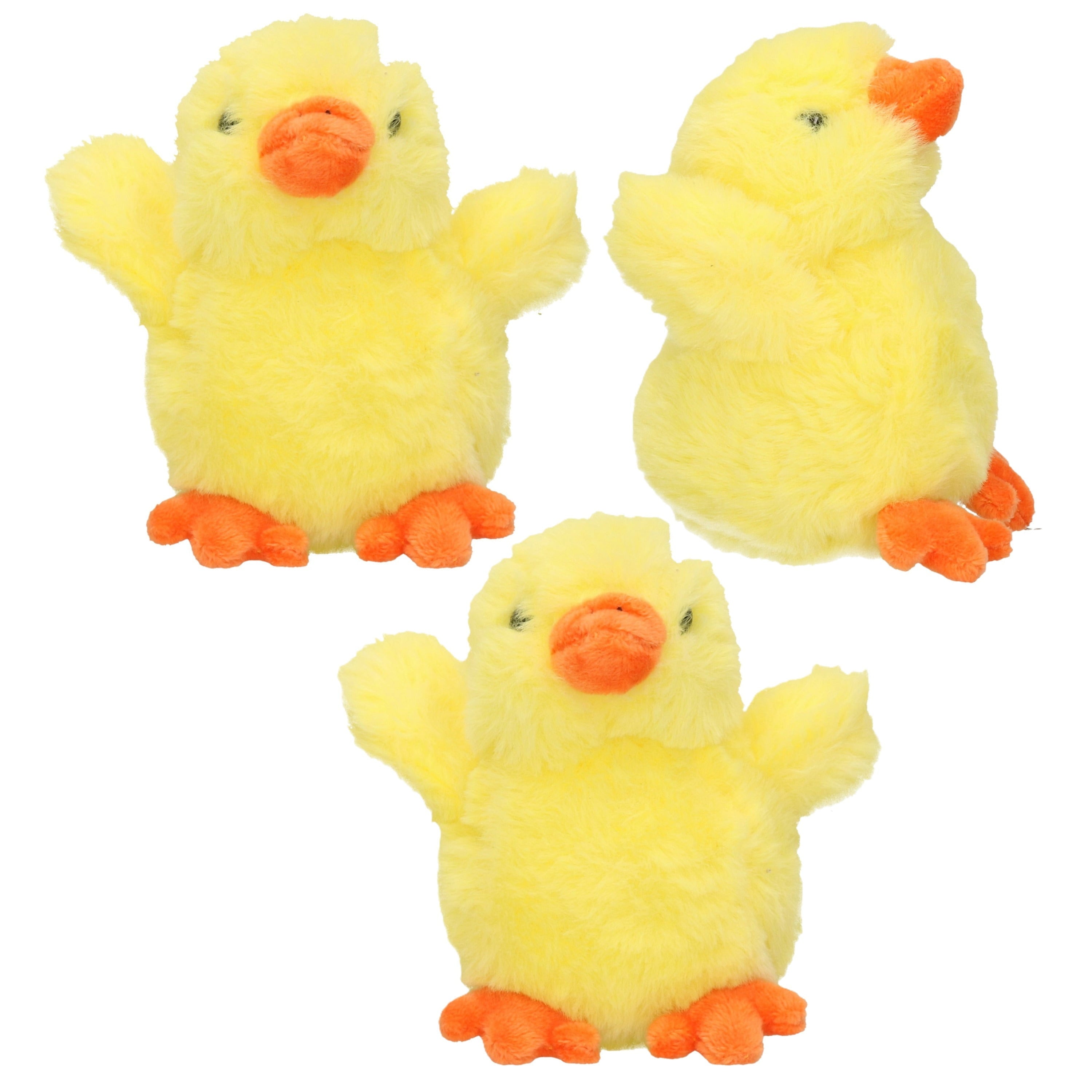Pluche kuiken knuffel - geel - 12 cm - 3 stuks - Pasen