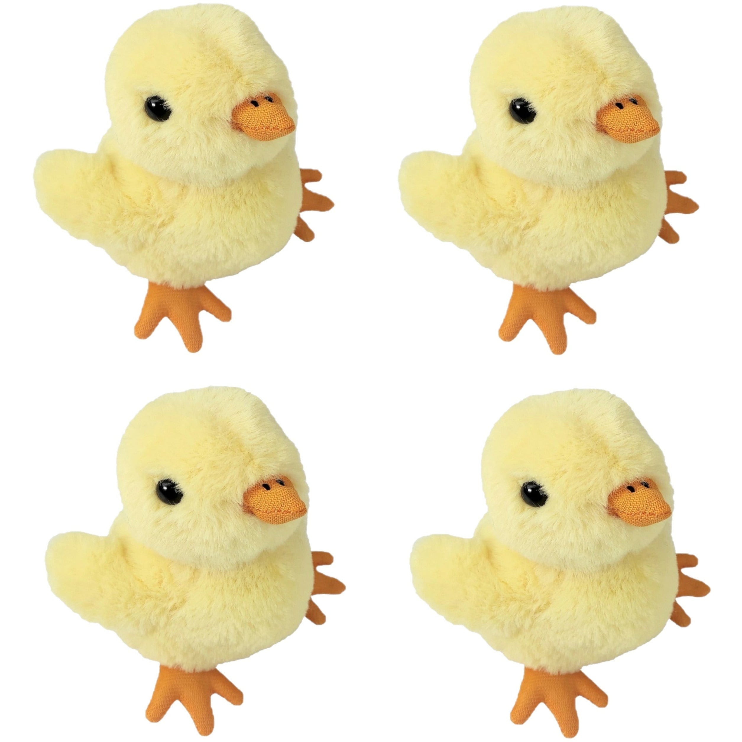 Inware kuikentje knuffel - pluche - 15 cm - geel - 4x