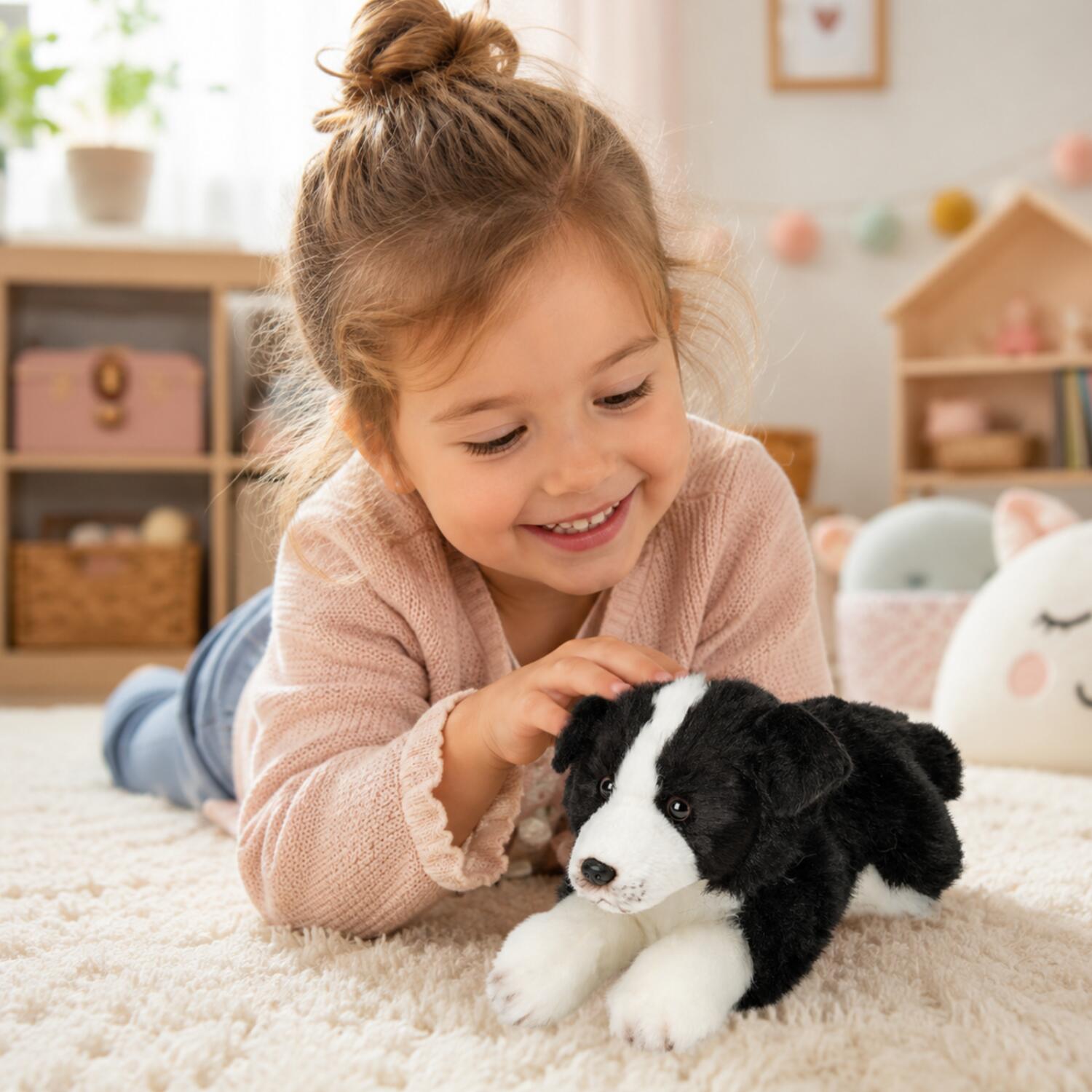 Keel Toys koe knuffel - pluche - bruin - zittend - 18 cm