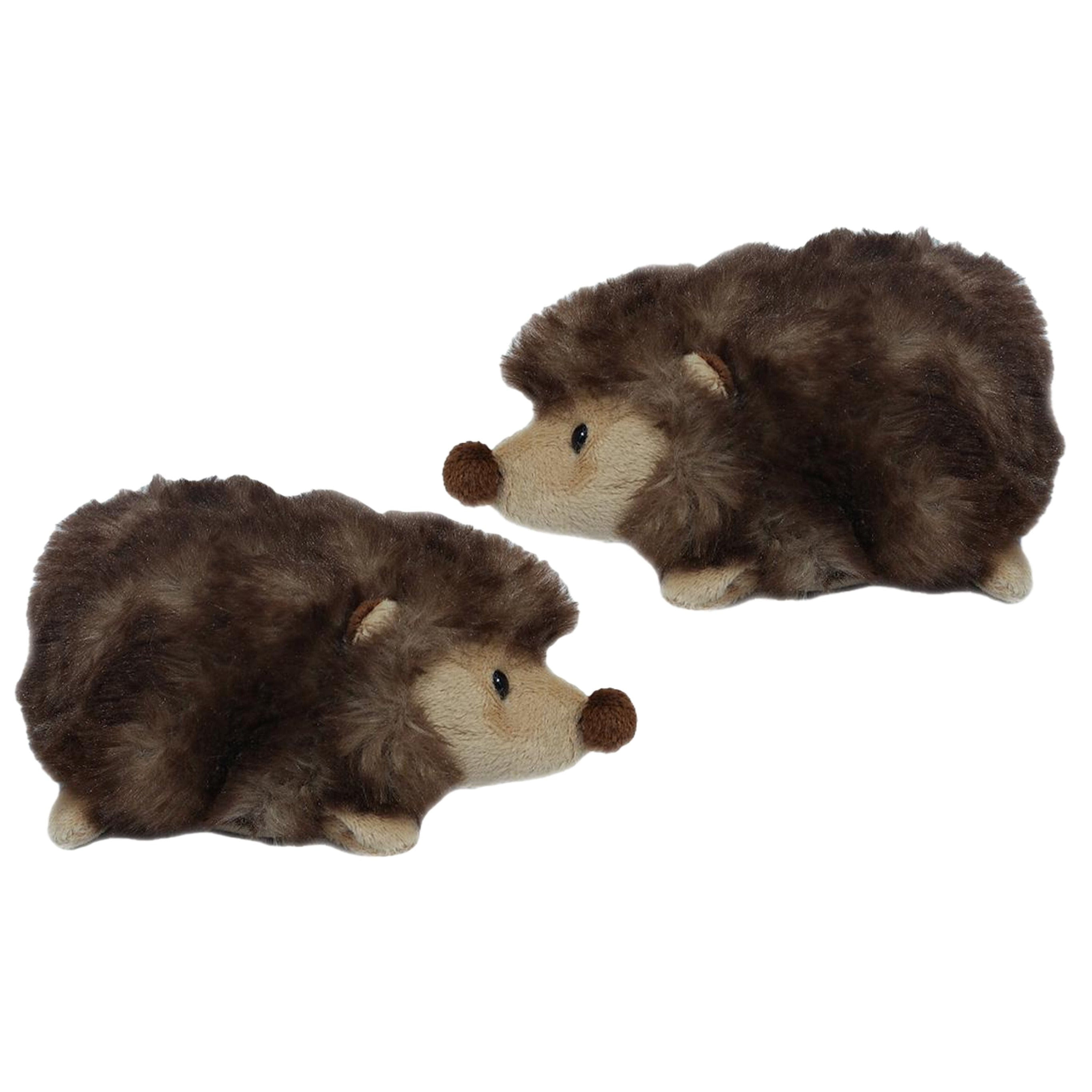 Egel knuffel - pluche - bruin - 15 cm - 2 stuks