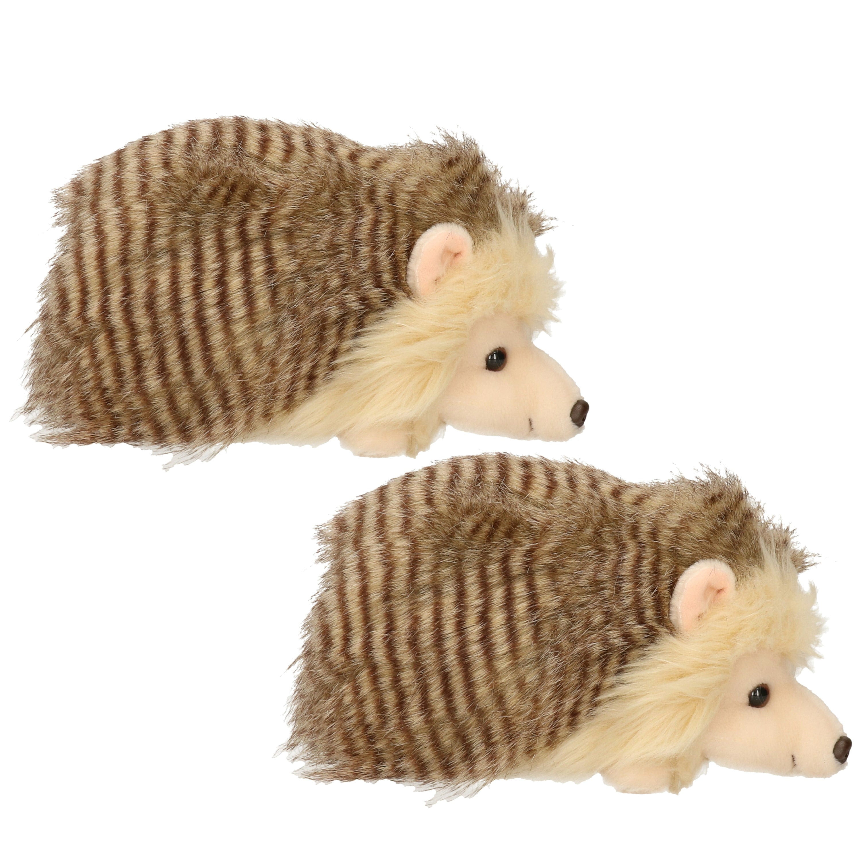 Egel knuffeldier - pluche - bruin - 23 cm - 2 stuks