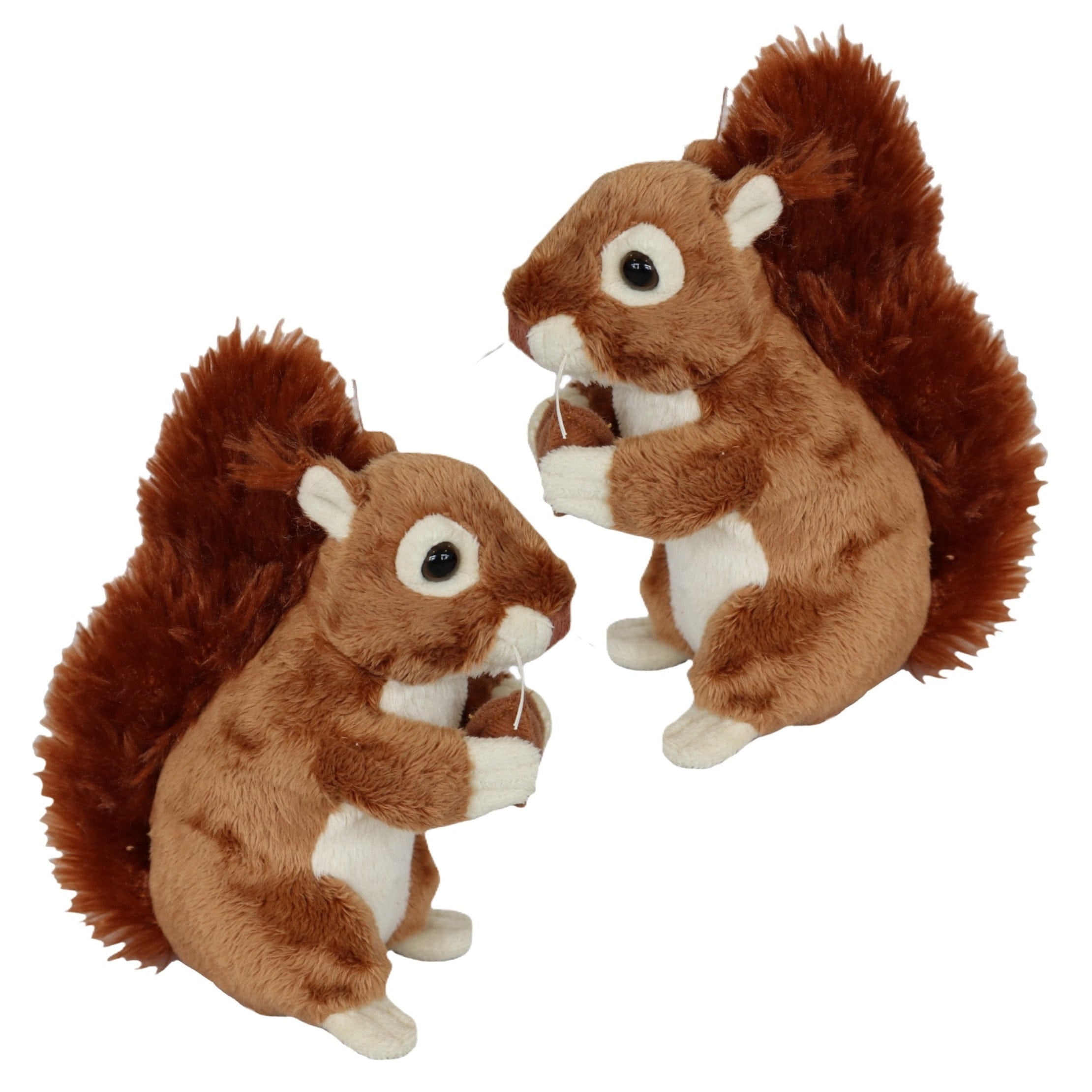 Eekhoorn knuffels - pluche - 2x - rood - 16 cm