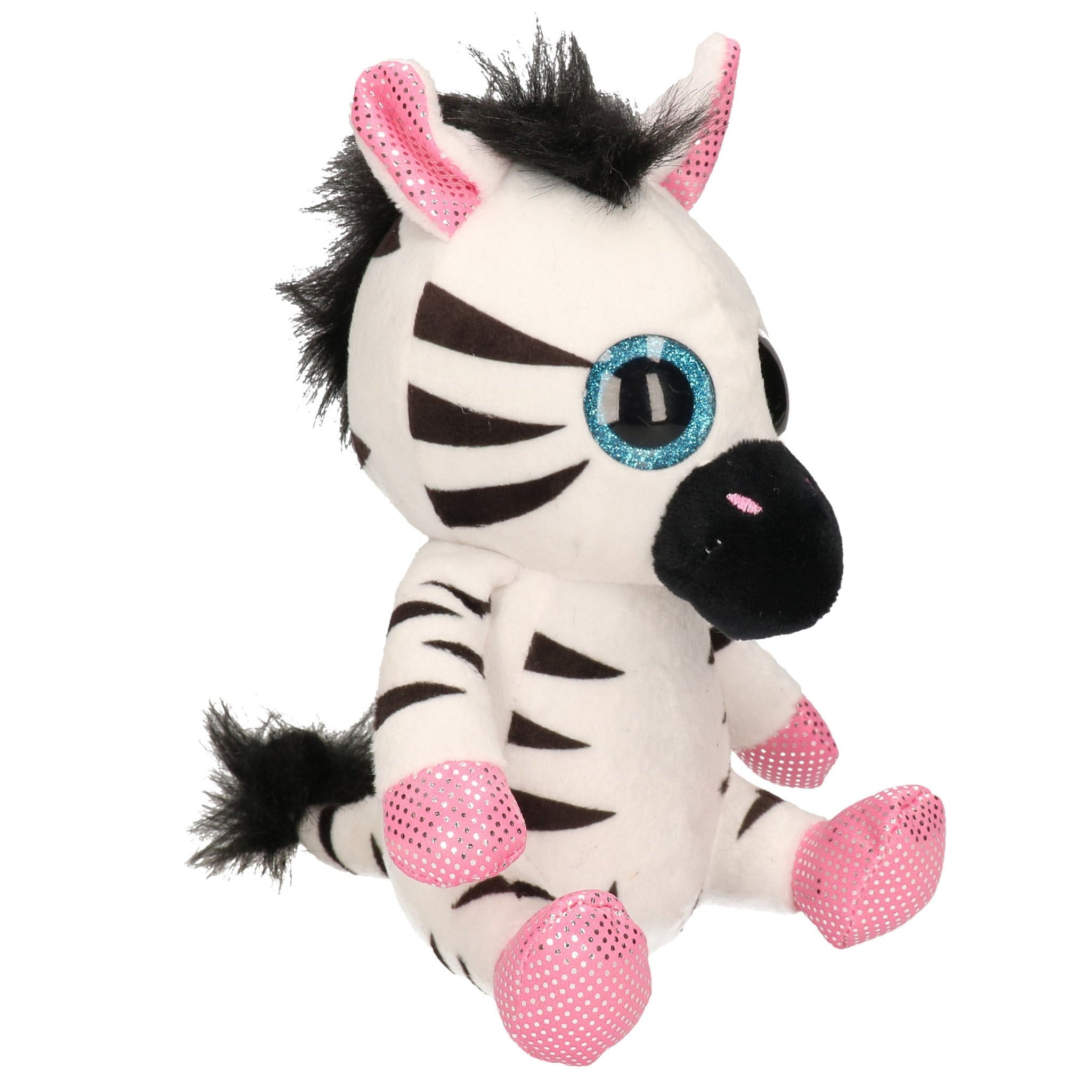 Pluche zebra knuffel - zwart/wit - 20 cm - zittend
