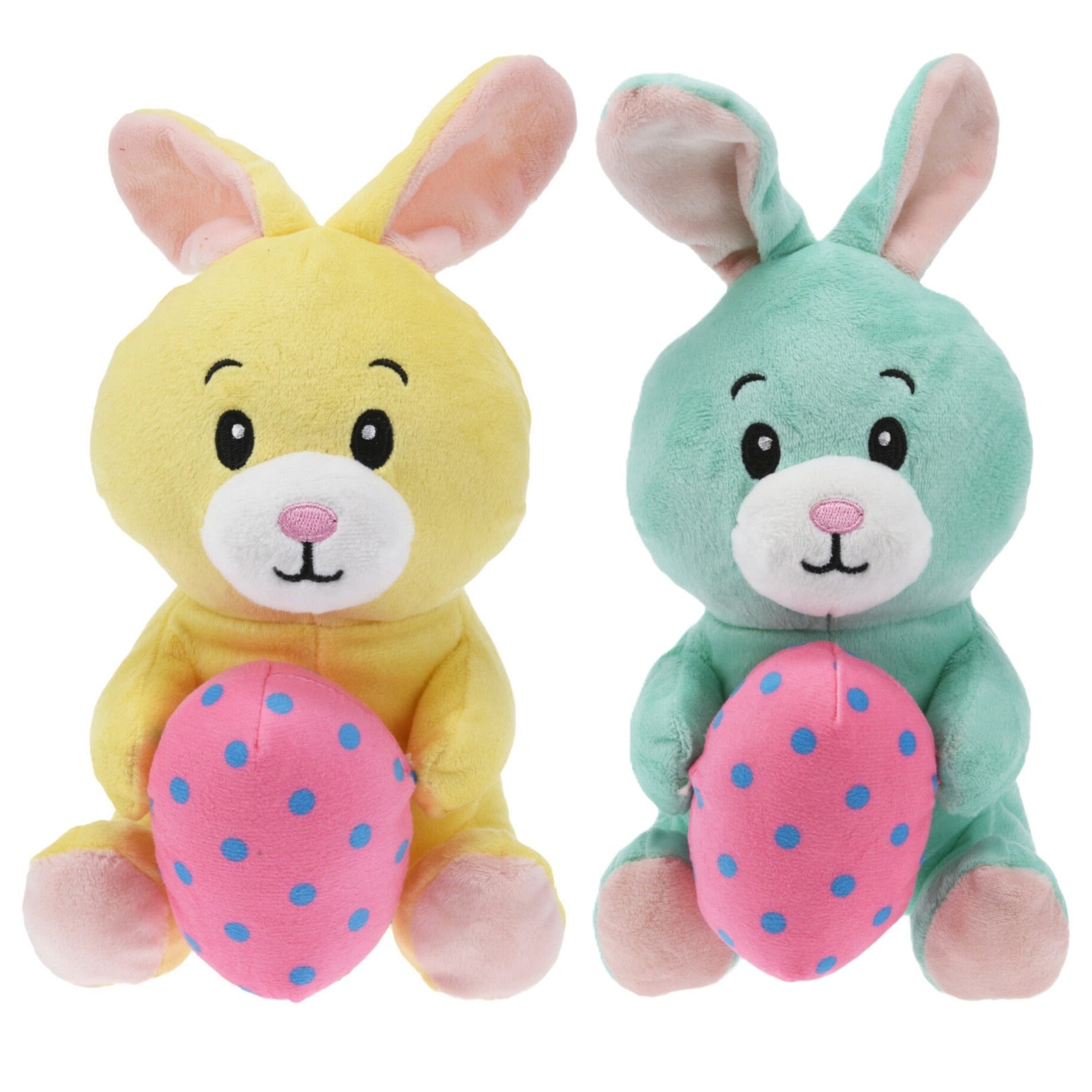Paashaas knuffel set van 2 - zachte pluche - 20 cm - met paasei