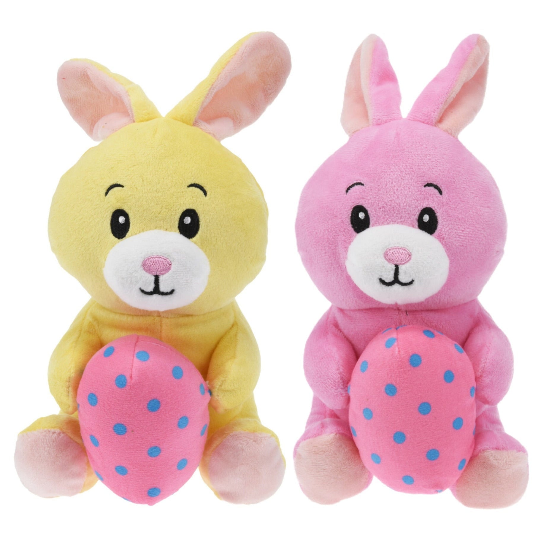 Paashaas knuffel set van 2 - pluche - 20 cm - met paasei