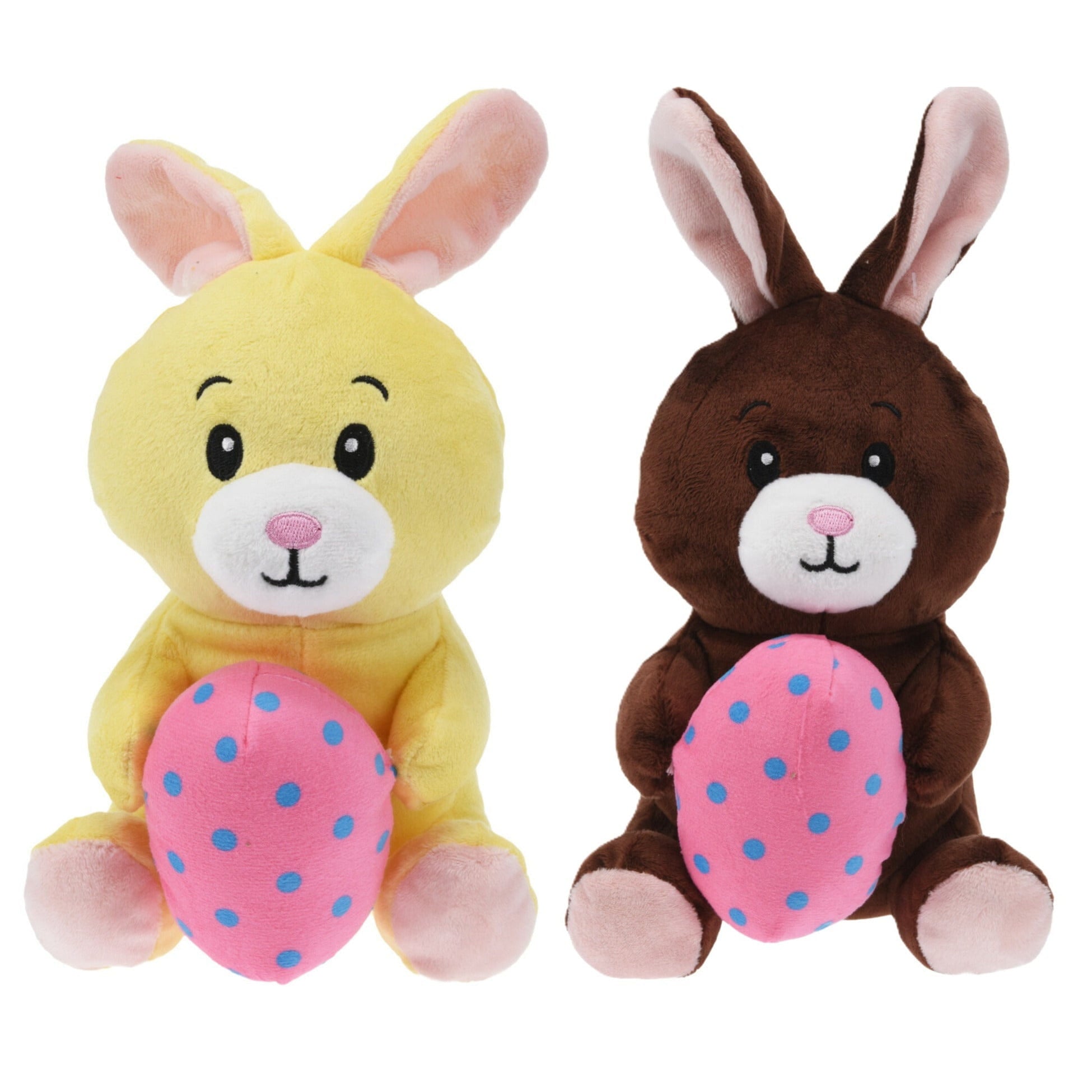 Paashaas knuffel set van 2 - pluche - 20 cm - met paasei