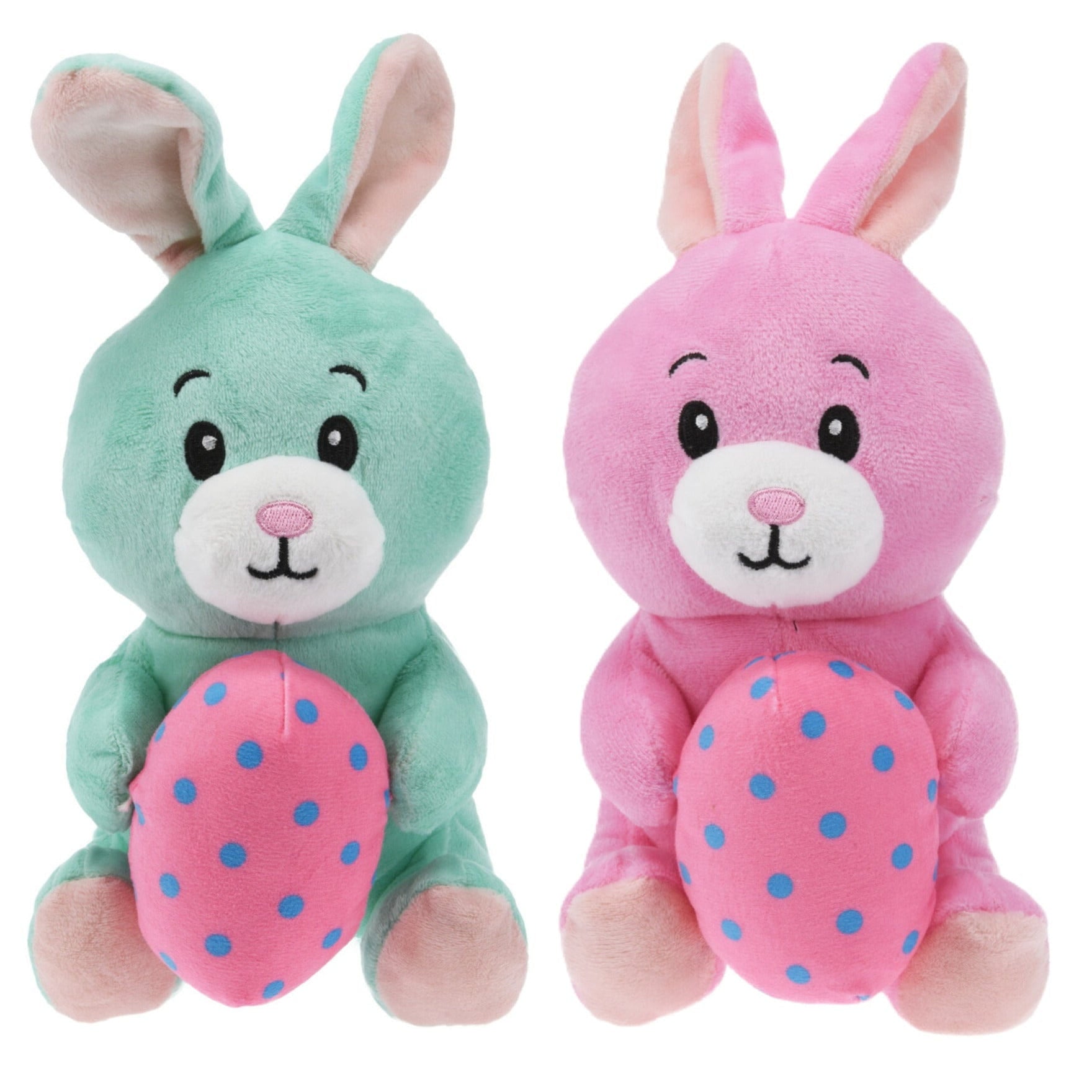 Paashazen knuffel set van 2 - pluche - 20 cm - met paasei