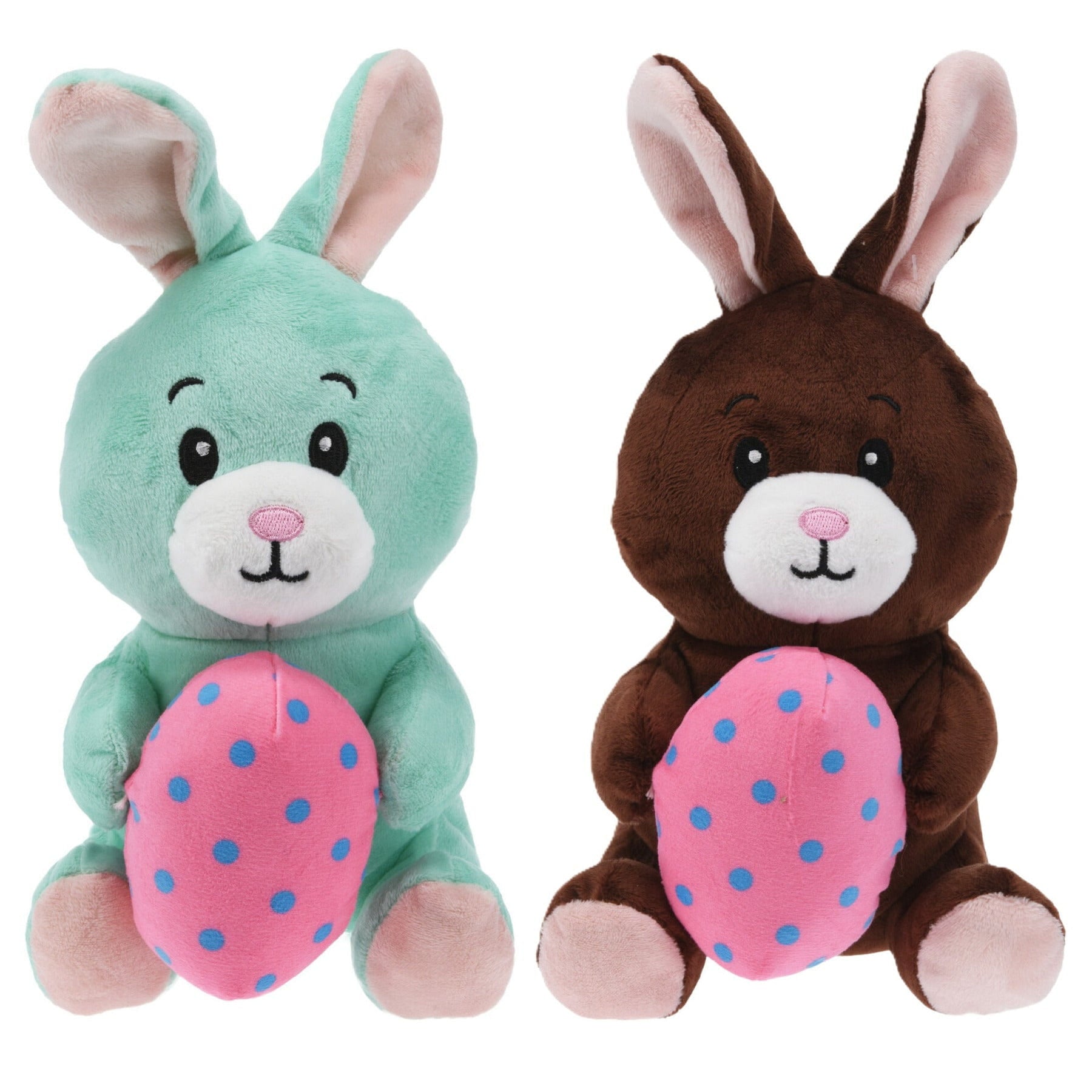 Paashazen knuffel set van 2 - pluche - 20 cm - met paasei