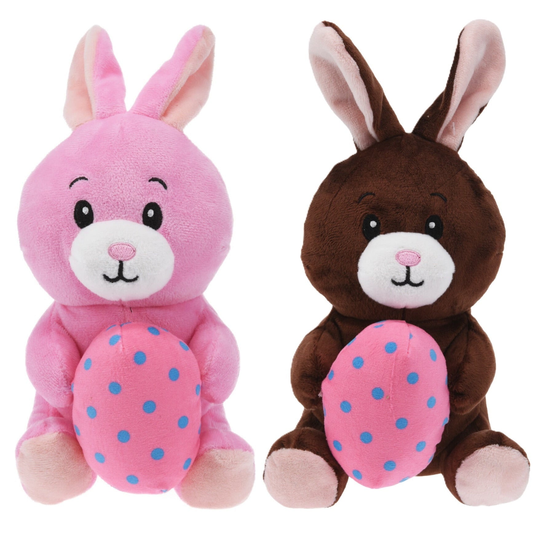Paashazen knuffel set van 2 - pluche - 20 cm - met paasei
