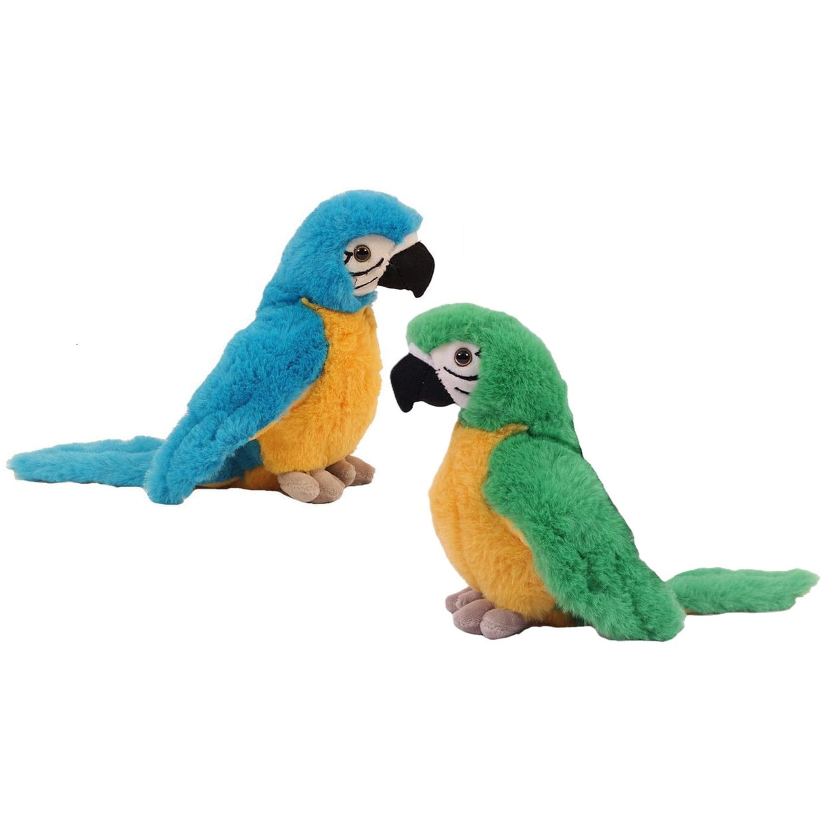 Papegaai knuffels set 2 stuks - pluche - 20 cm - groen/blauw