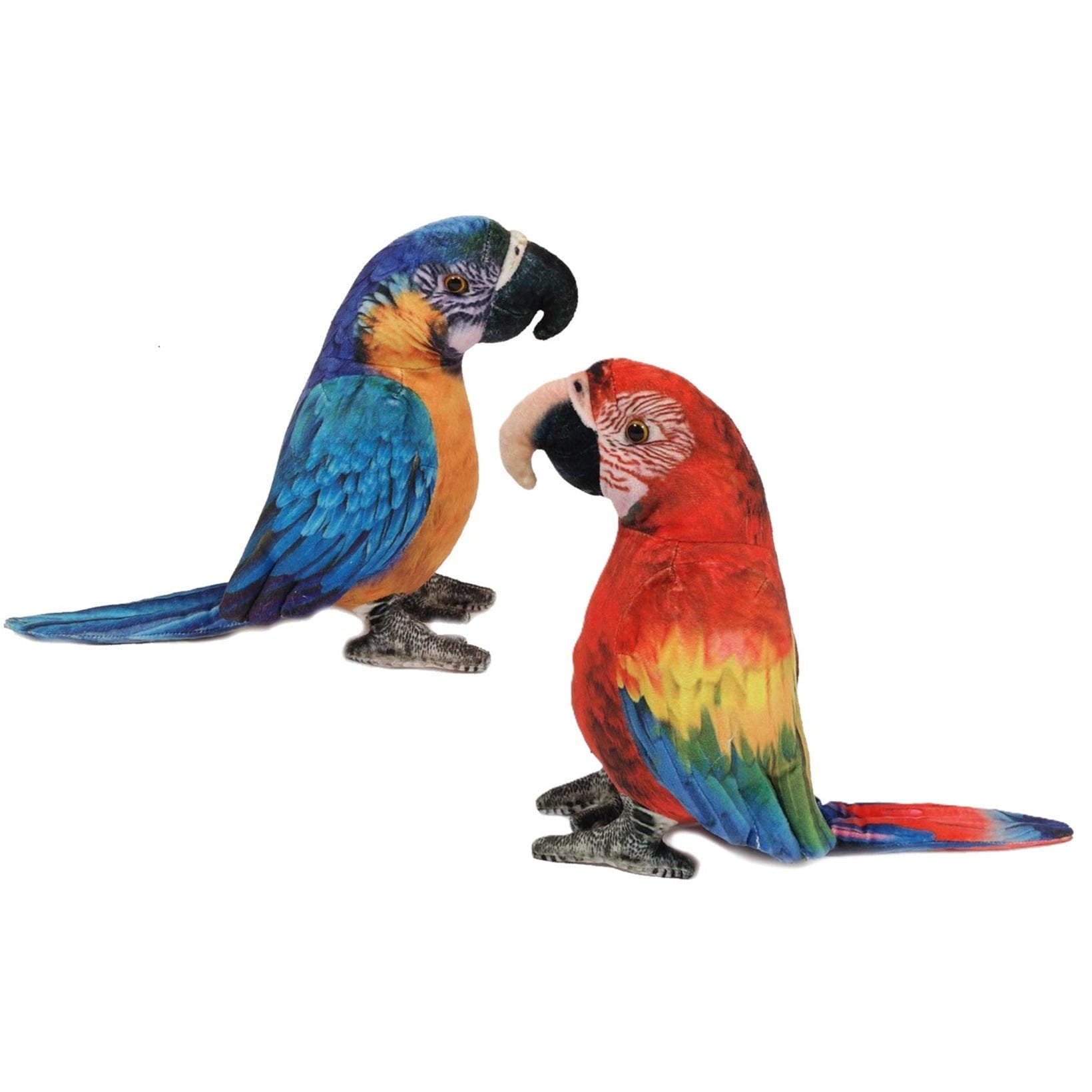 Papegaai knuffels set van 2 - pluche - 20 cm - rood/blauw