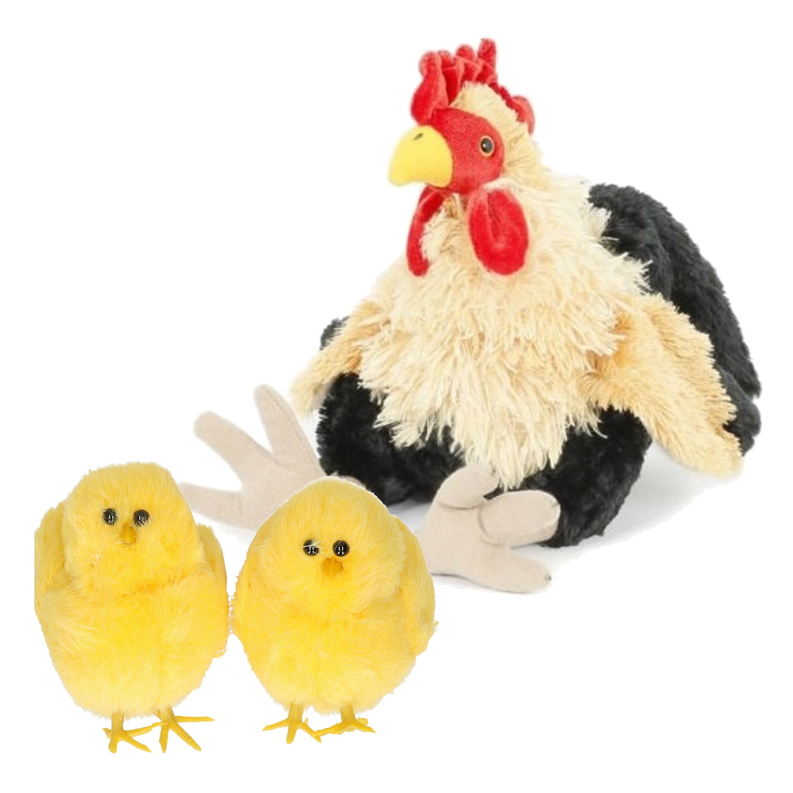 Pluche kip knuffel - 23 cm - kippenfamilie - multi kleuren