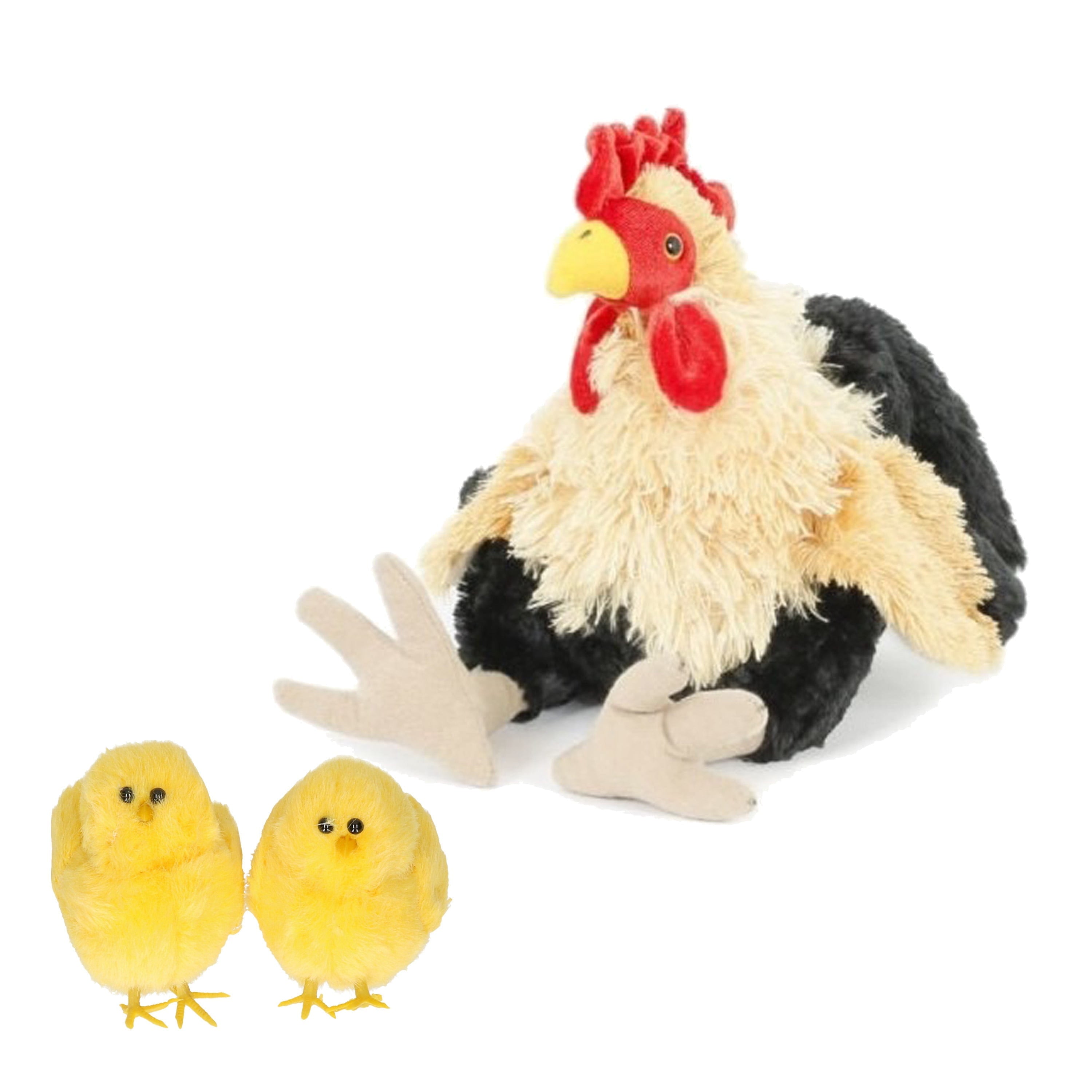 Pluche kip knuffel - 23 cm - multi kleur - 2 kuikens