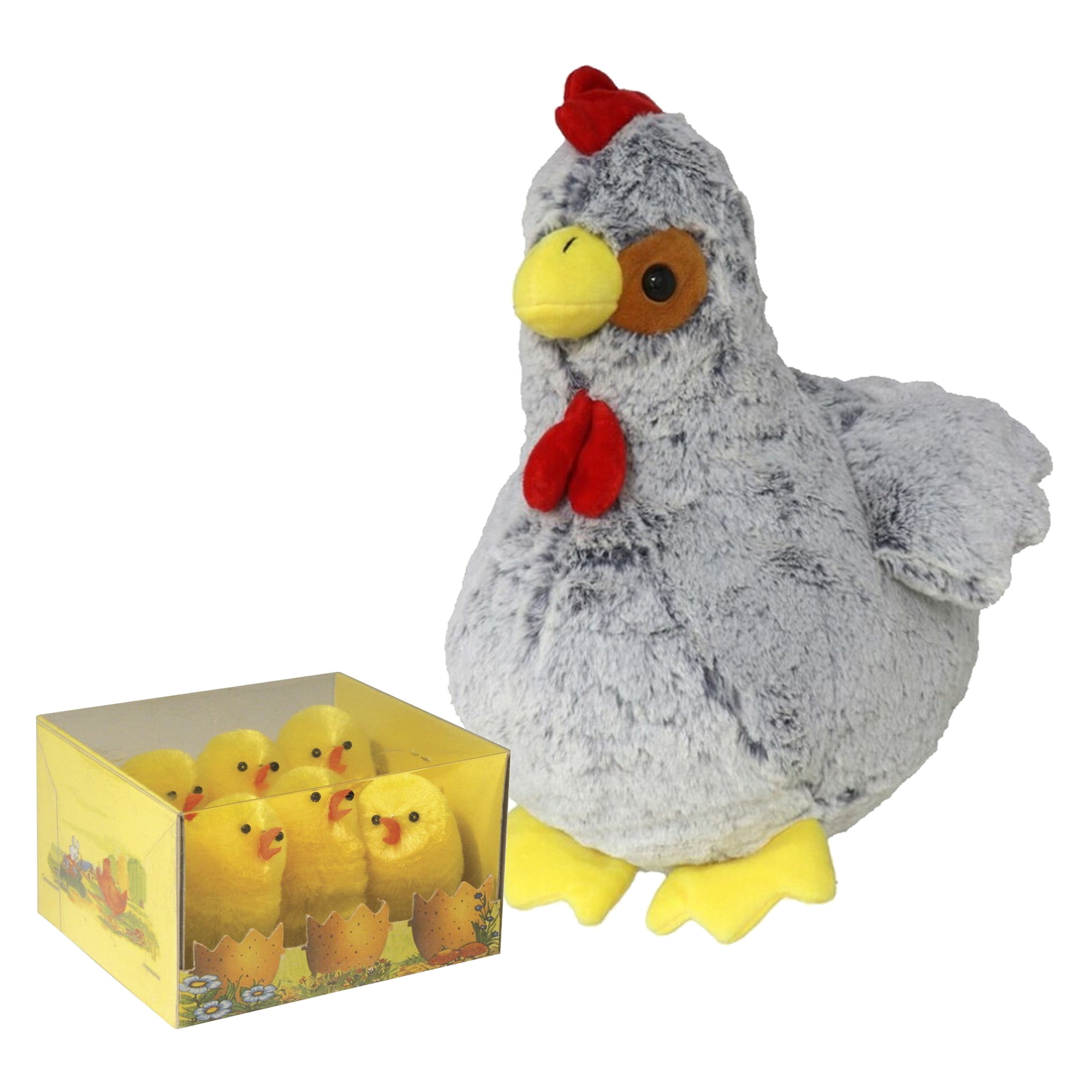 Pluche kip knuffel - 20 cm - multi kleur - kuikens set
