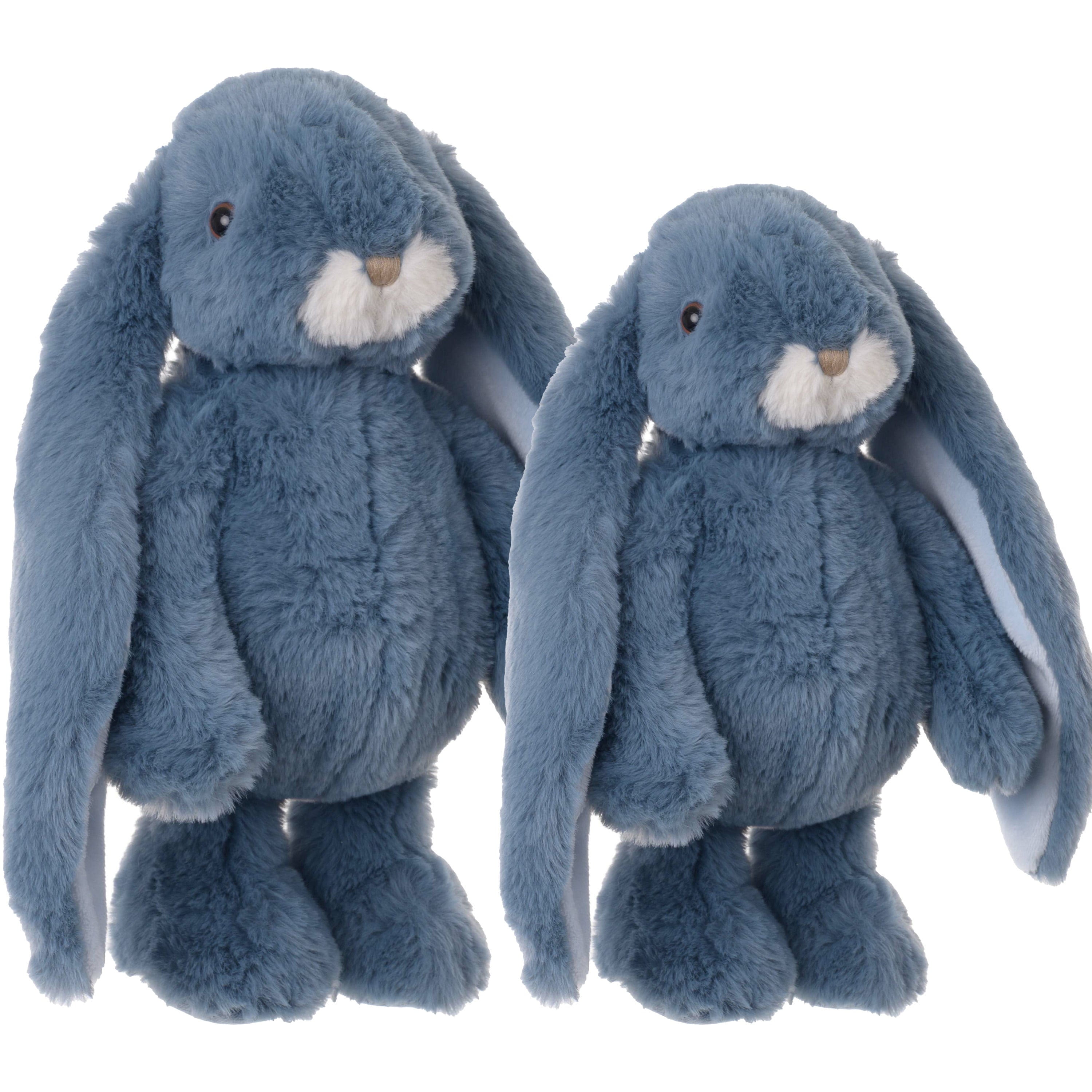 Bukowski konijnen knuffel set 2 stuks - blauw - pluche - 22 en 30 cm