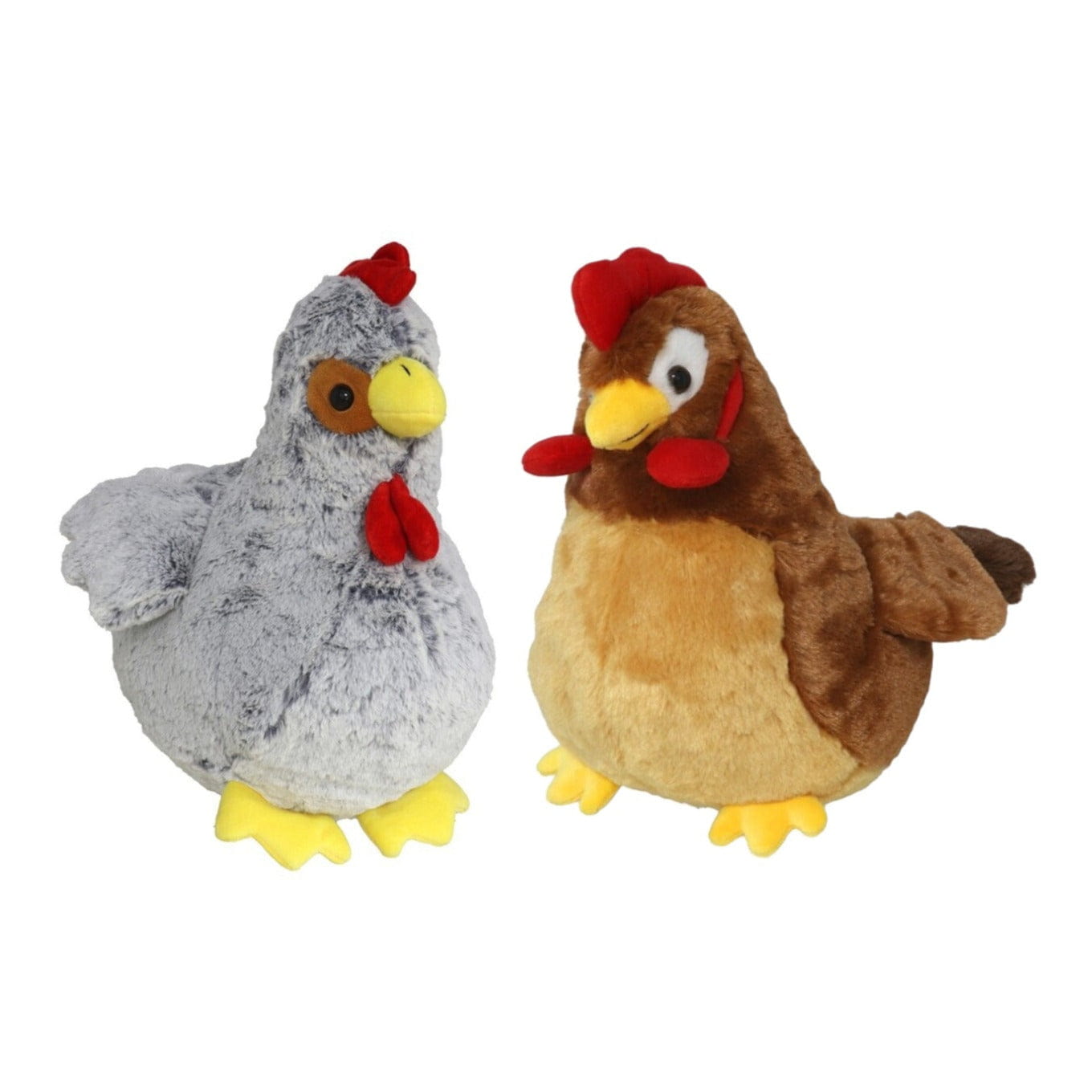 Pluche kip en haan knuffel - 2 stuks - 20 cm - boerderijdieren