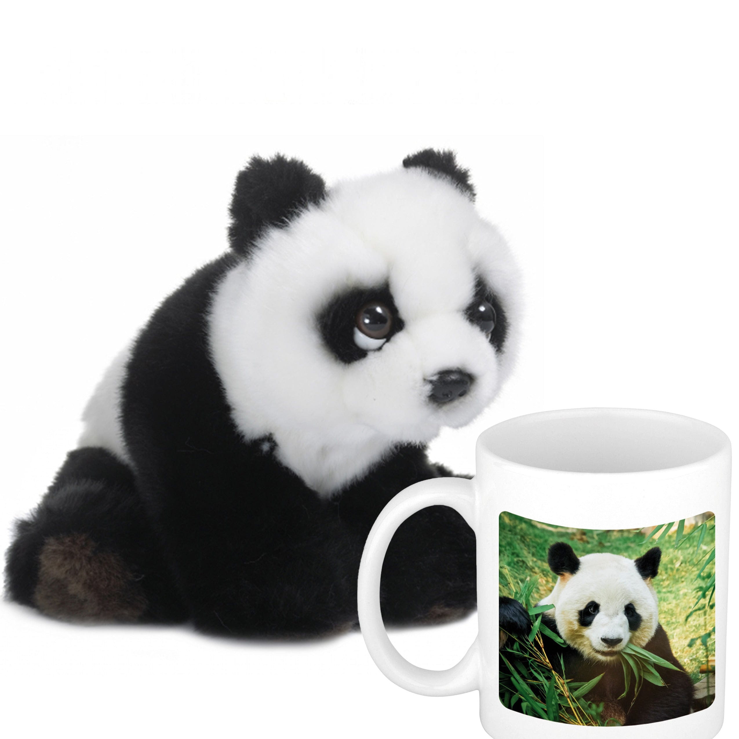 Cadeauset panda knuffel - pluche - 15 cm - beker - 300 ml