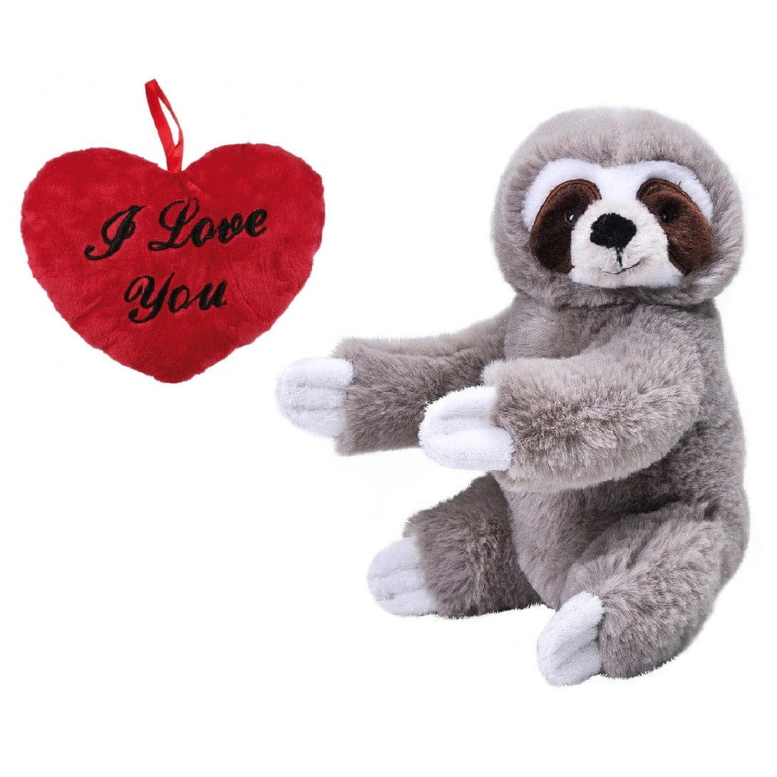 Valentijn Love cadeau set - luiaard knuffel - 25 cm - pluche - met hartje