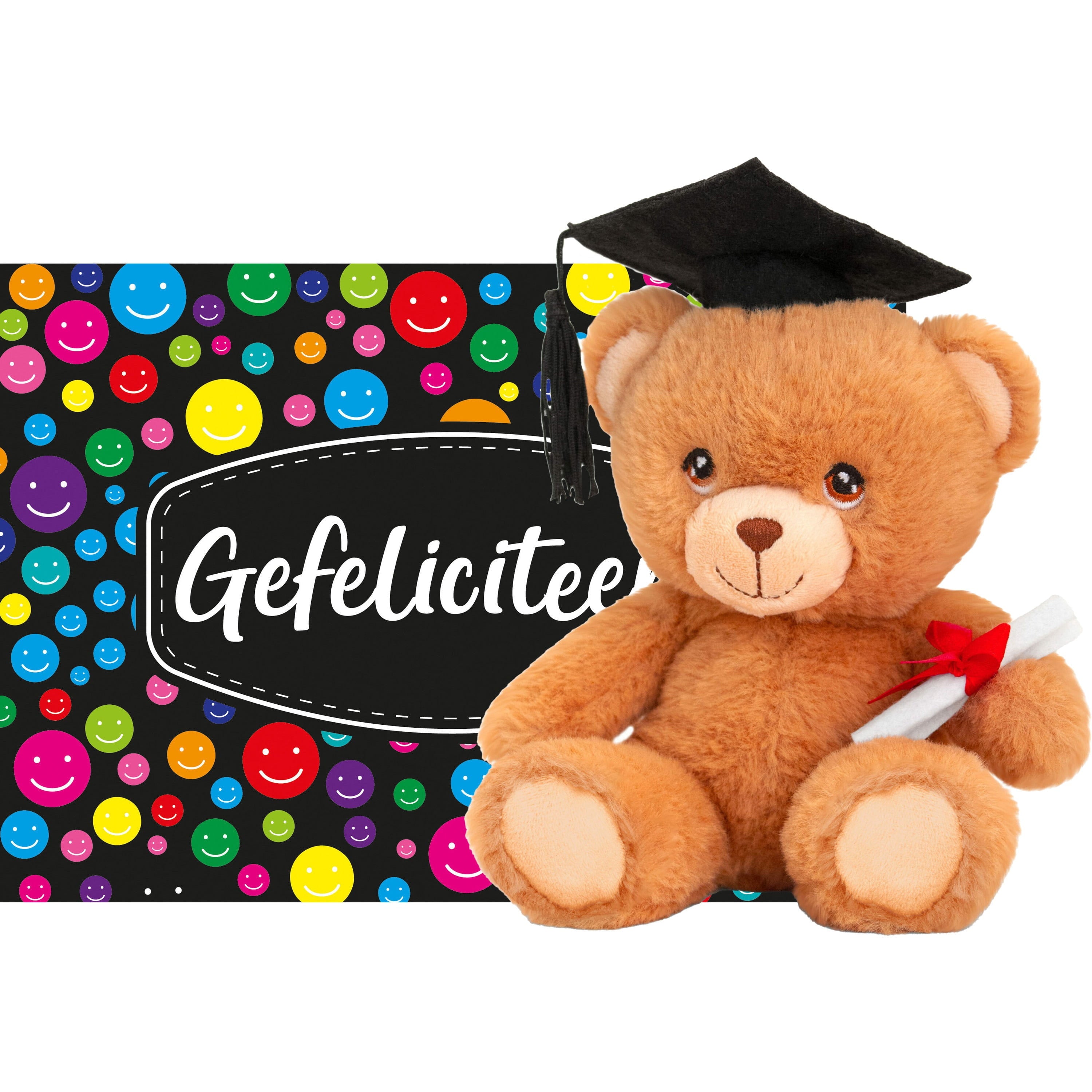 Gefeliciteerd wenskaart A5 - geslaagd thema - knuffelbeertje - 14 cm