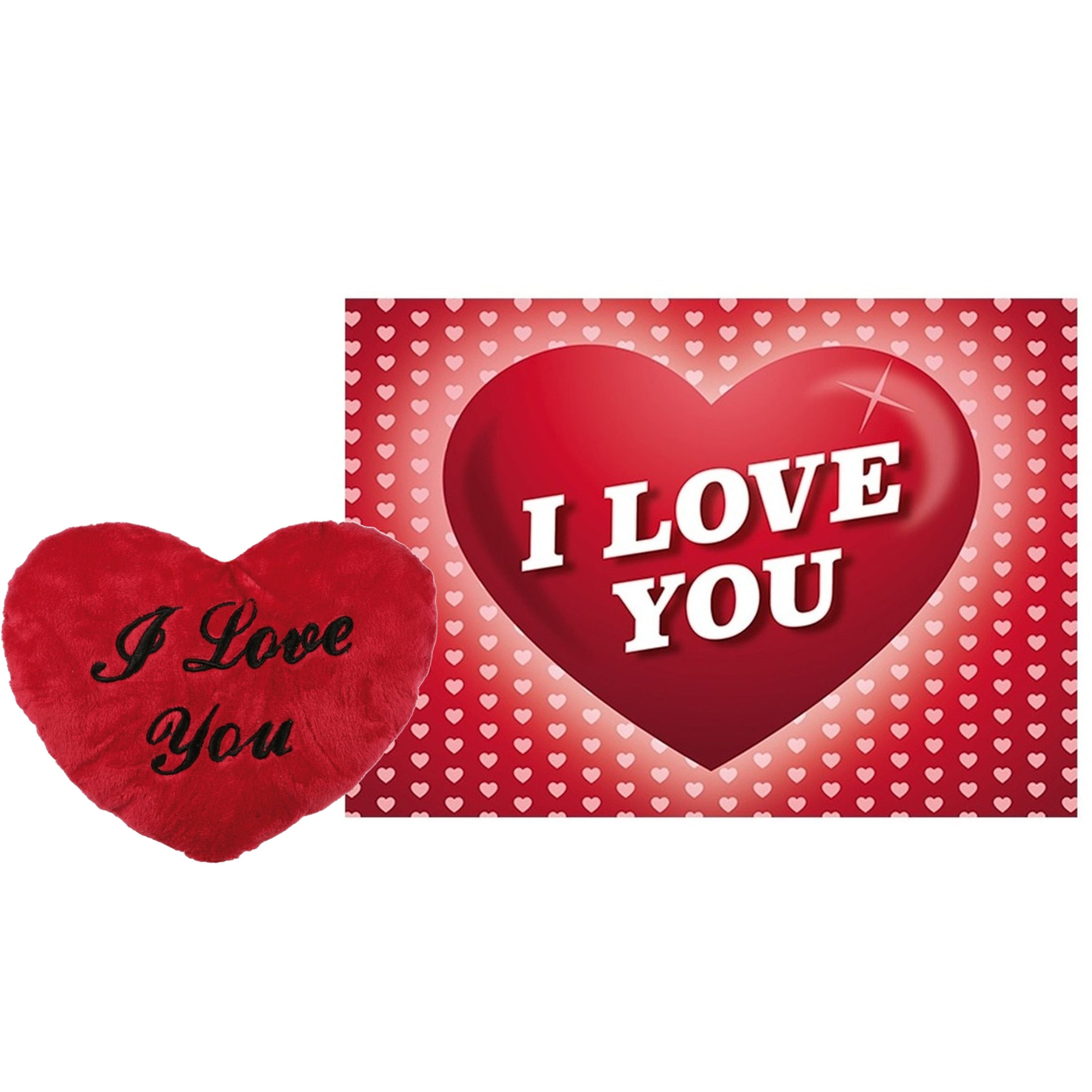 Pluche knuffel kussen rood - I Love You - 60 cm