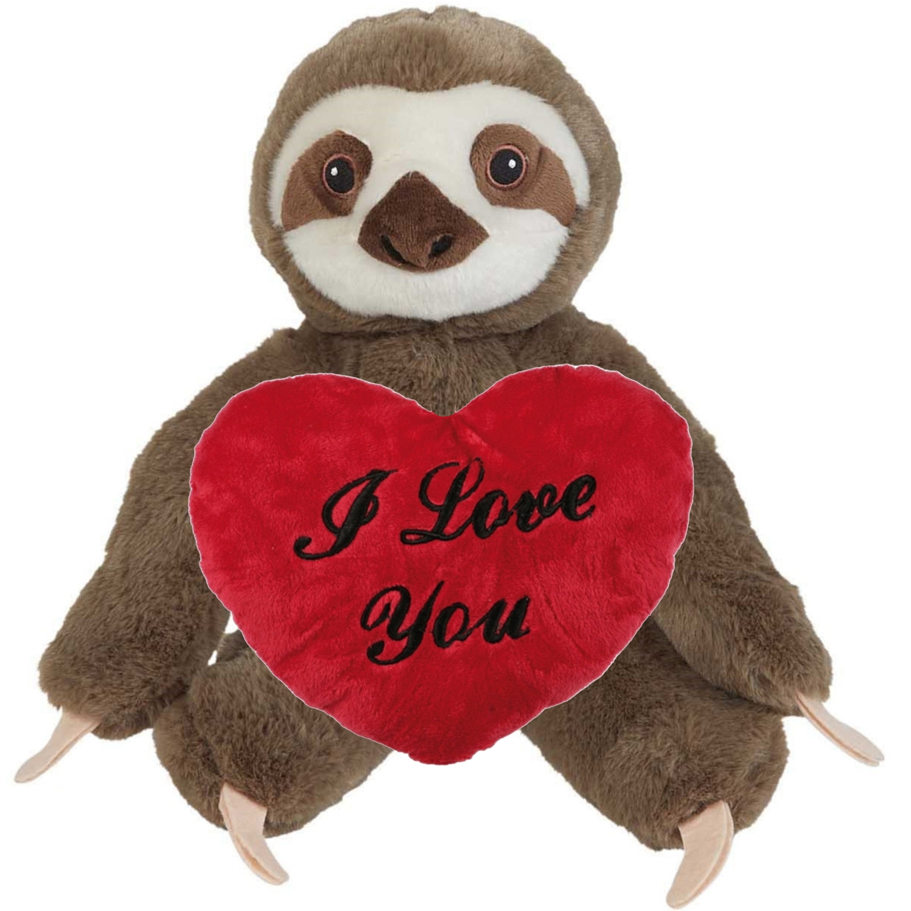 Valentijn Love cadeau set - luiaard knuffel - 23 cm - hartje