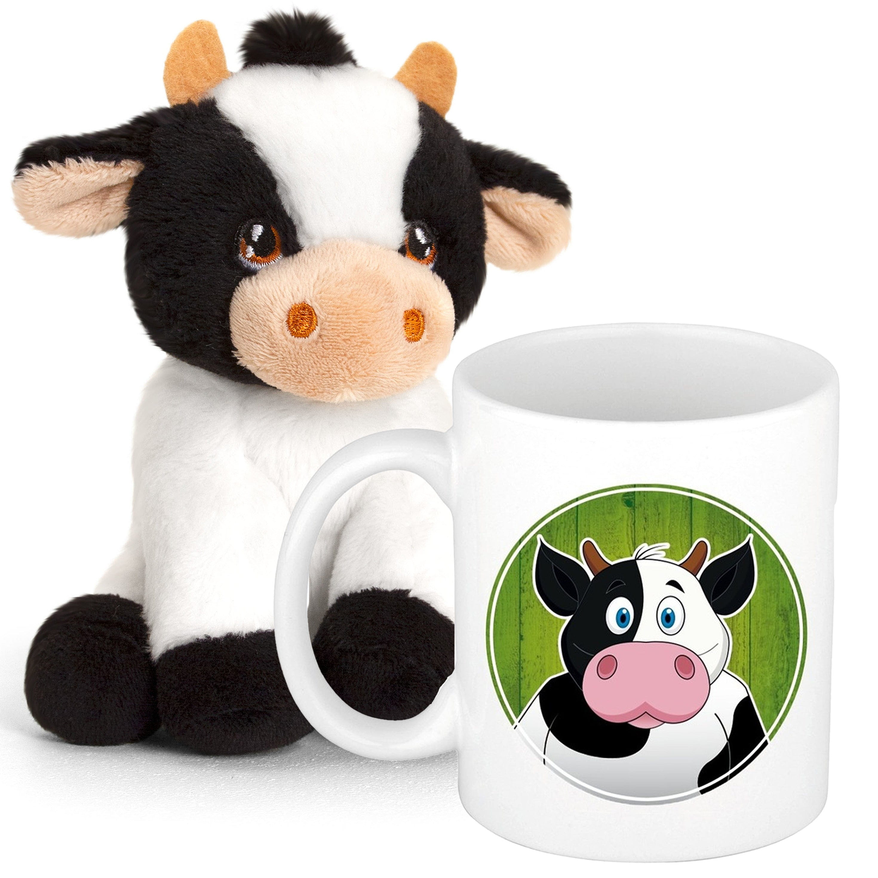Cadeauset kind - koe knuffel 12 cm - mok 300 ml