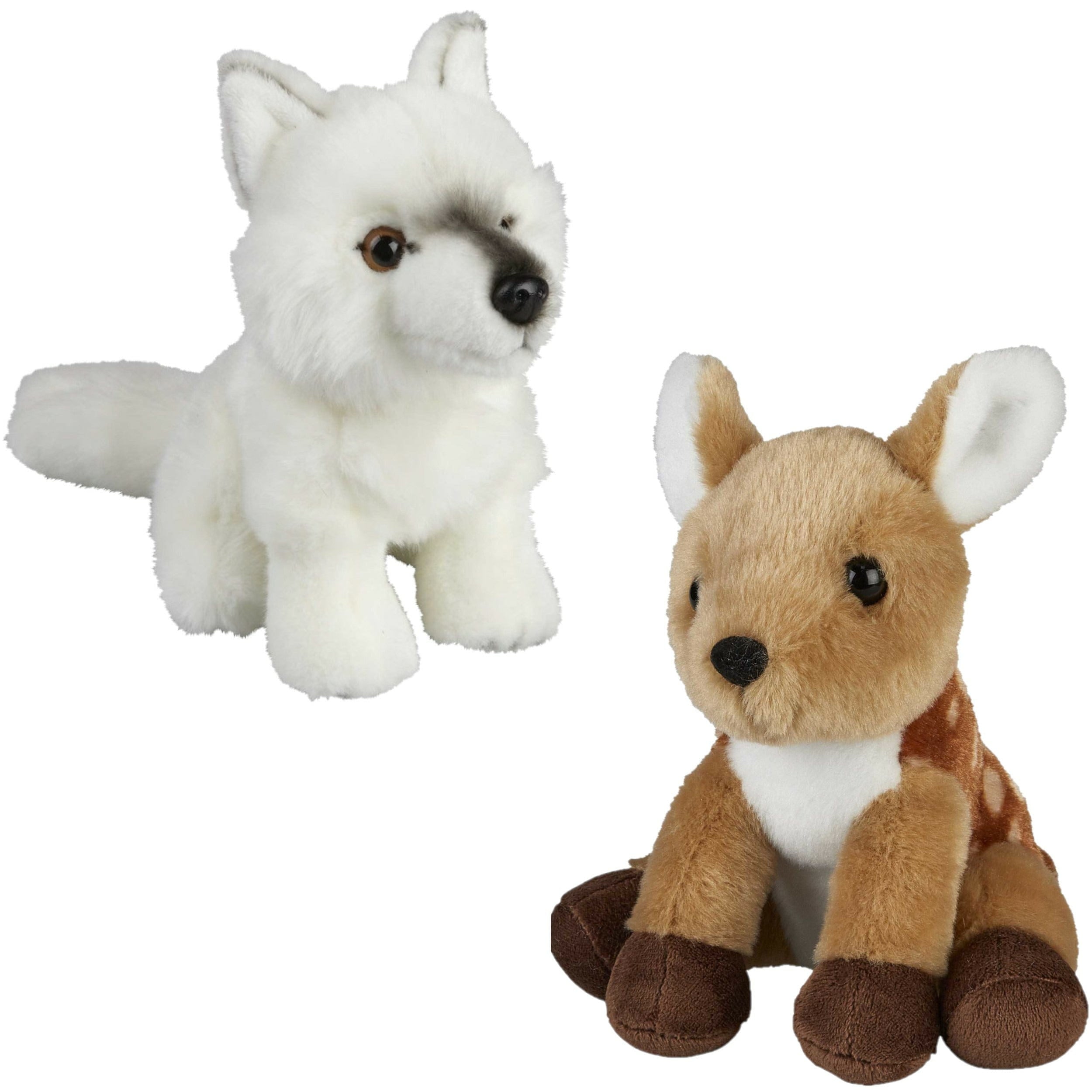 Ravensden knuffeldieren set - wolf en hertje - pluche - 18 cm
