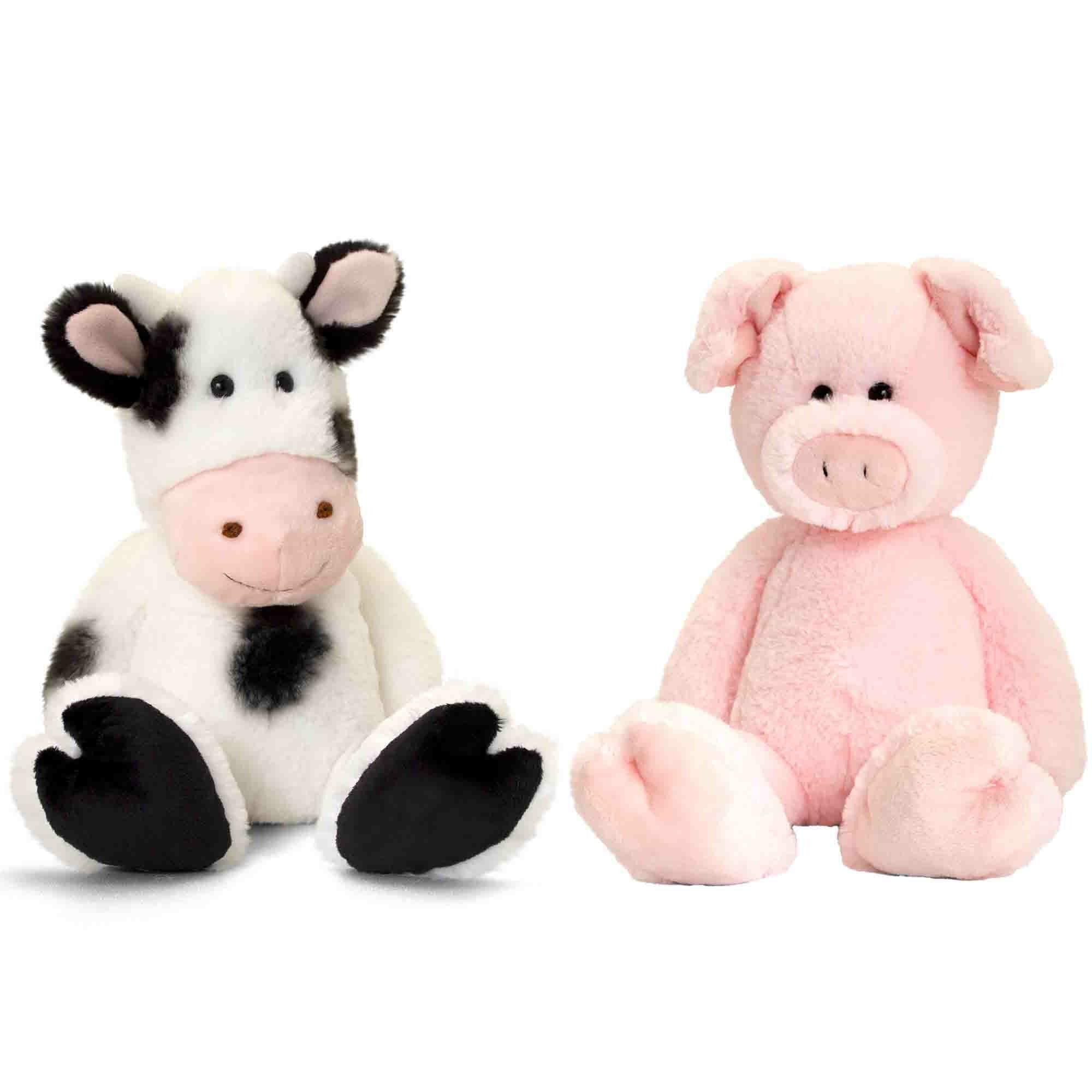 Pluche varken en koe knuffels - boerderij vriendjes - 18 cm