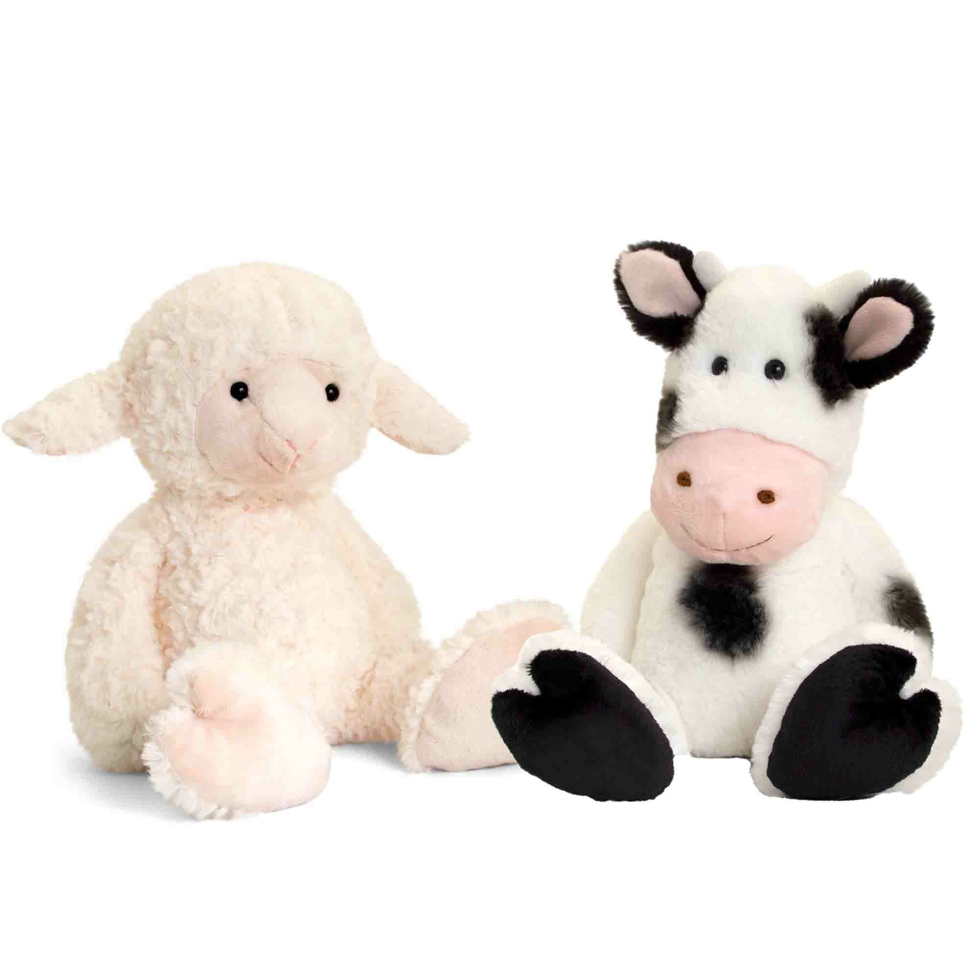 Pluche koe en lammetje knuffel - boerderijvriendjes - 25 cm