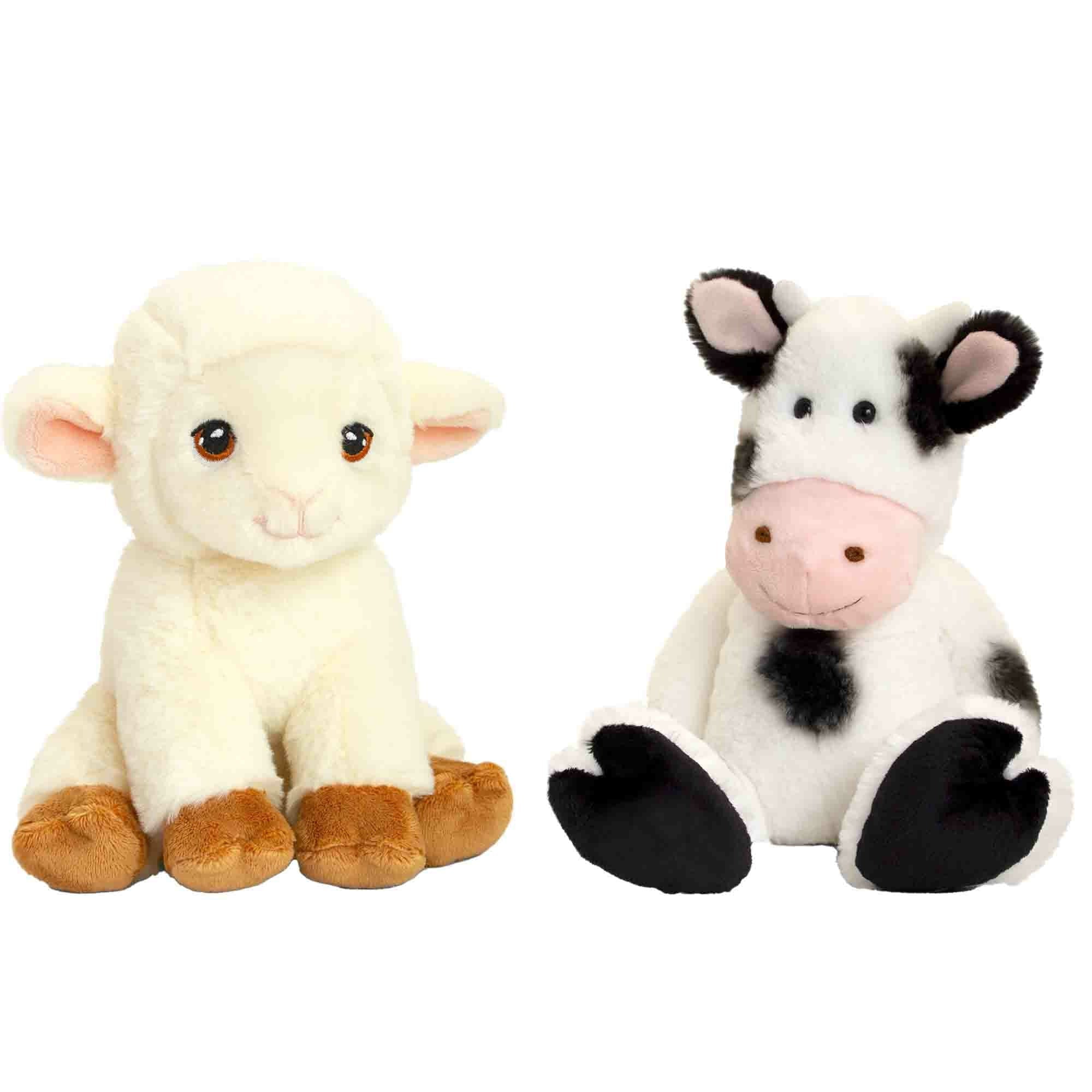 Pluche koe en lammetje knuffel - boerderij vriendjes - 25 cm