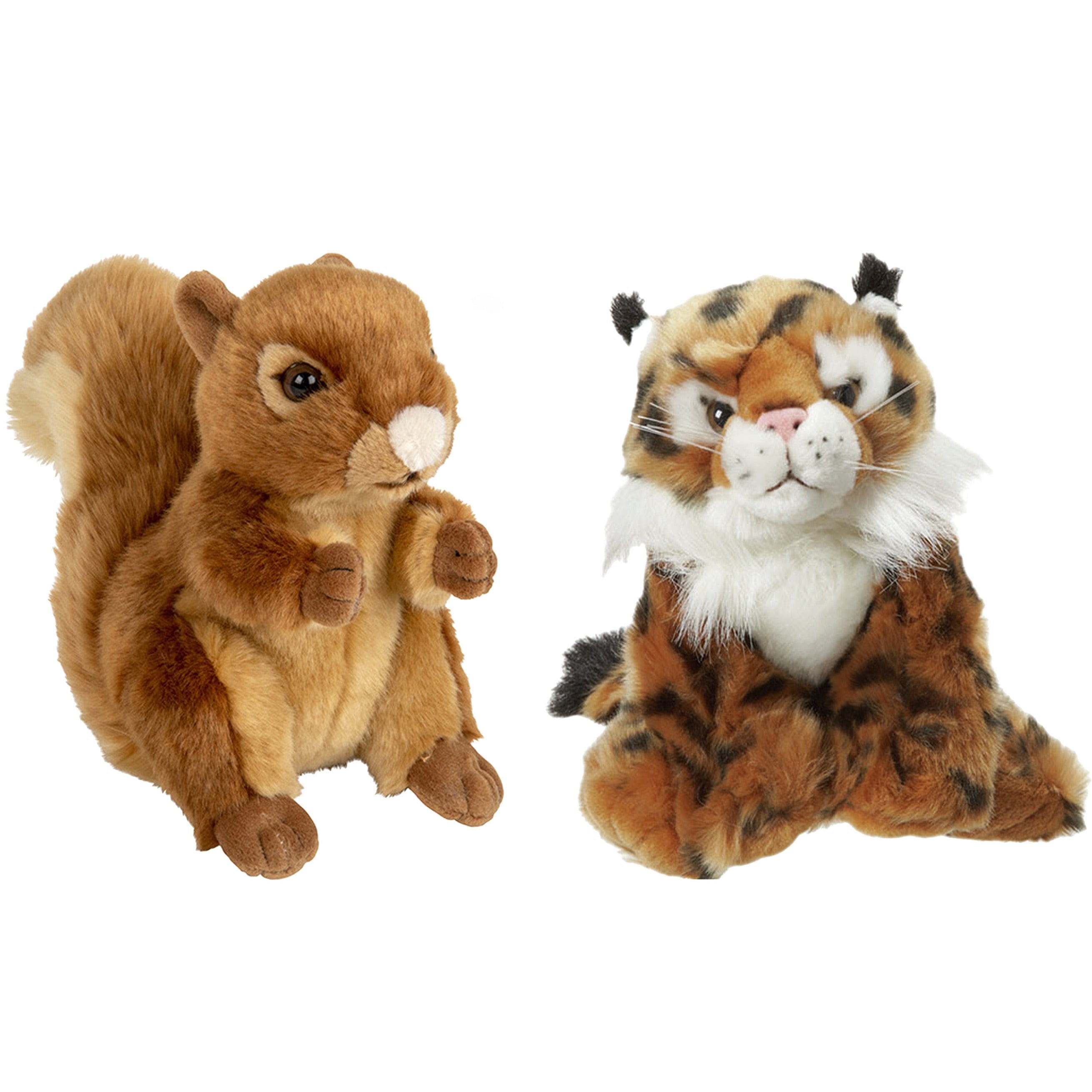 Bosdieren knuffels - pluche - eekhoorn en lynx - 18 cm