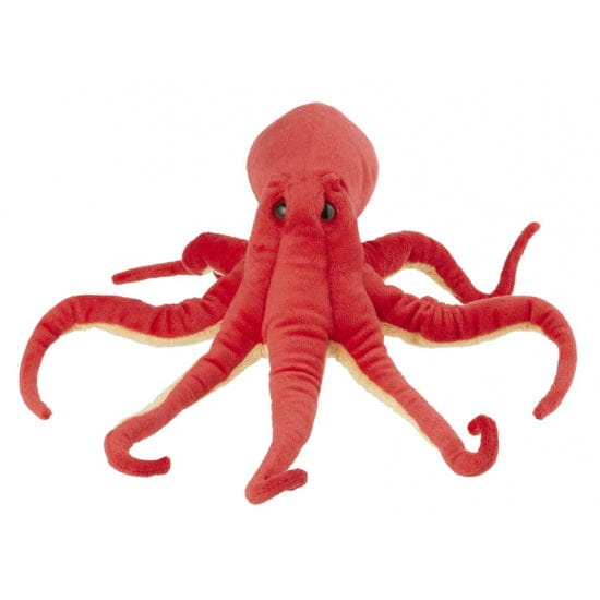 Nature Planet octopus knuffel - rood - pluche - 32 cm
